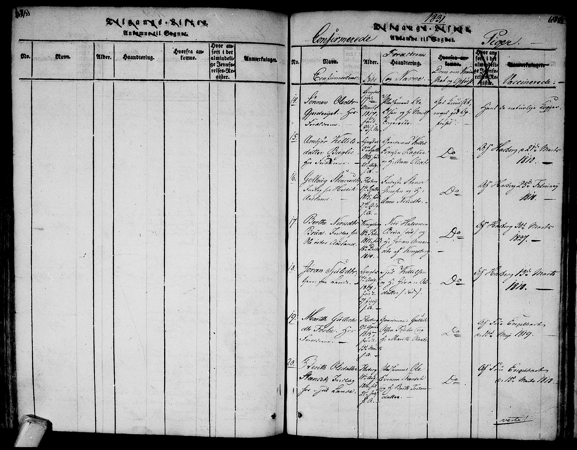 Flesberg kirkebøker, AV/SAKO-A-18/F/Fa/L0005: Parish register (official) no. I 5, 1816-1834, p. 611-612