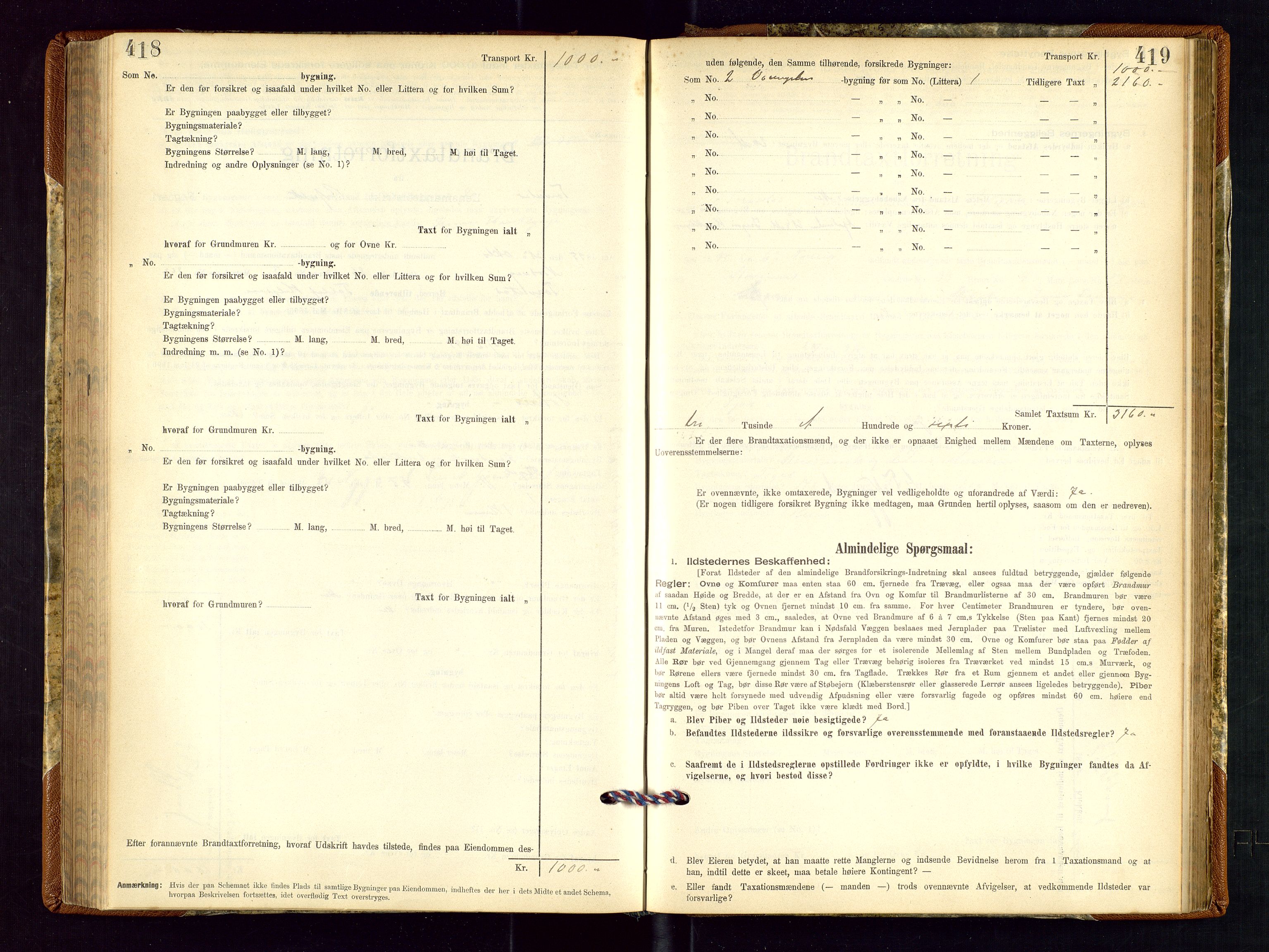 Torvestad lensmannskontor, SAST/A-100307/1/Gob/L0001: "Brandtaxationsprotokol for Torvestad Lensmannsdistrikt", 1895-1904, p. 418-419