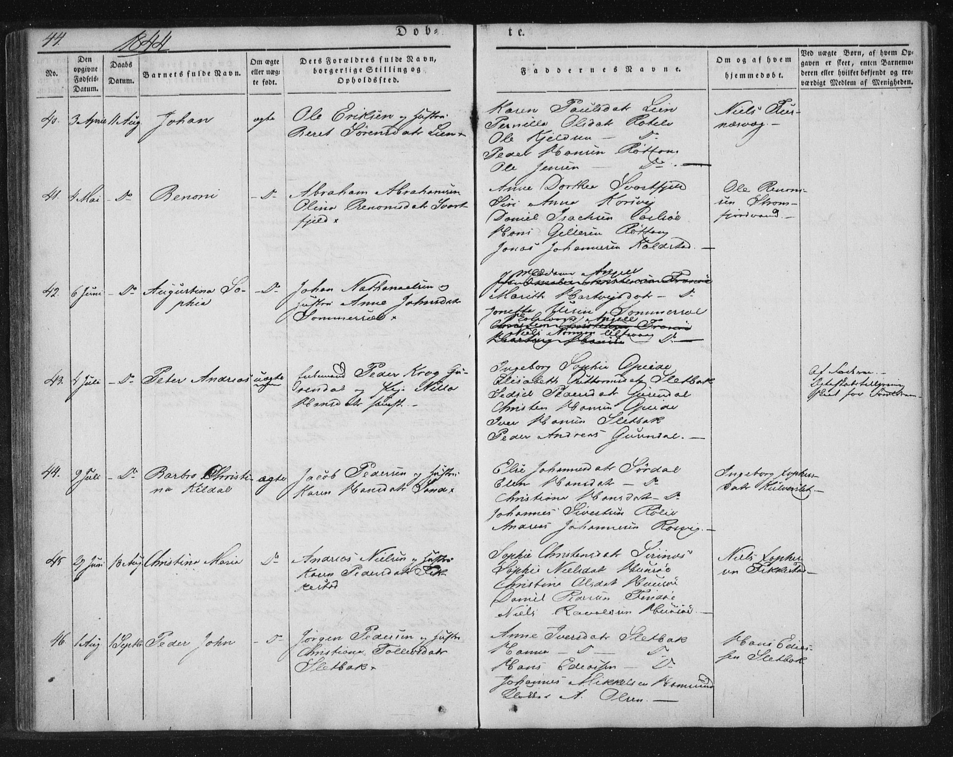 Ministerialprotokoller, klokkerbøker og fødselsregistre - Nordland, AV/SAT-A-1459/859/L0843: Parish register (official) no. 859A03, 1840-1848, p. 44