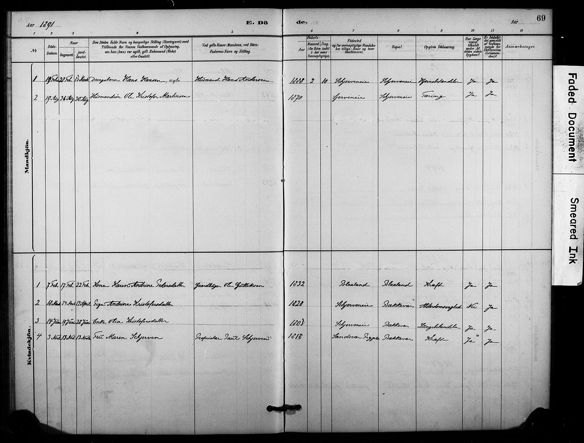 Lardal kirkebøker, AV/SAKO-A-350/F/Fc/L0001: Parish register (official) no. III 1, 1881-1906, p. 69
