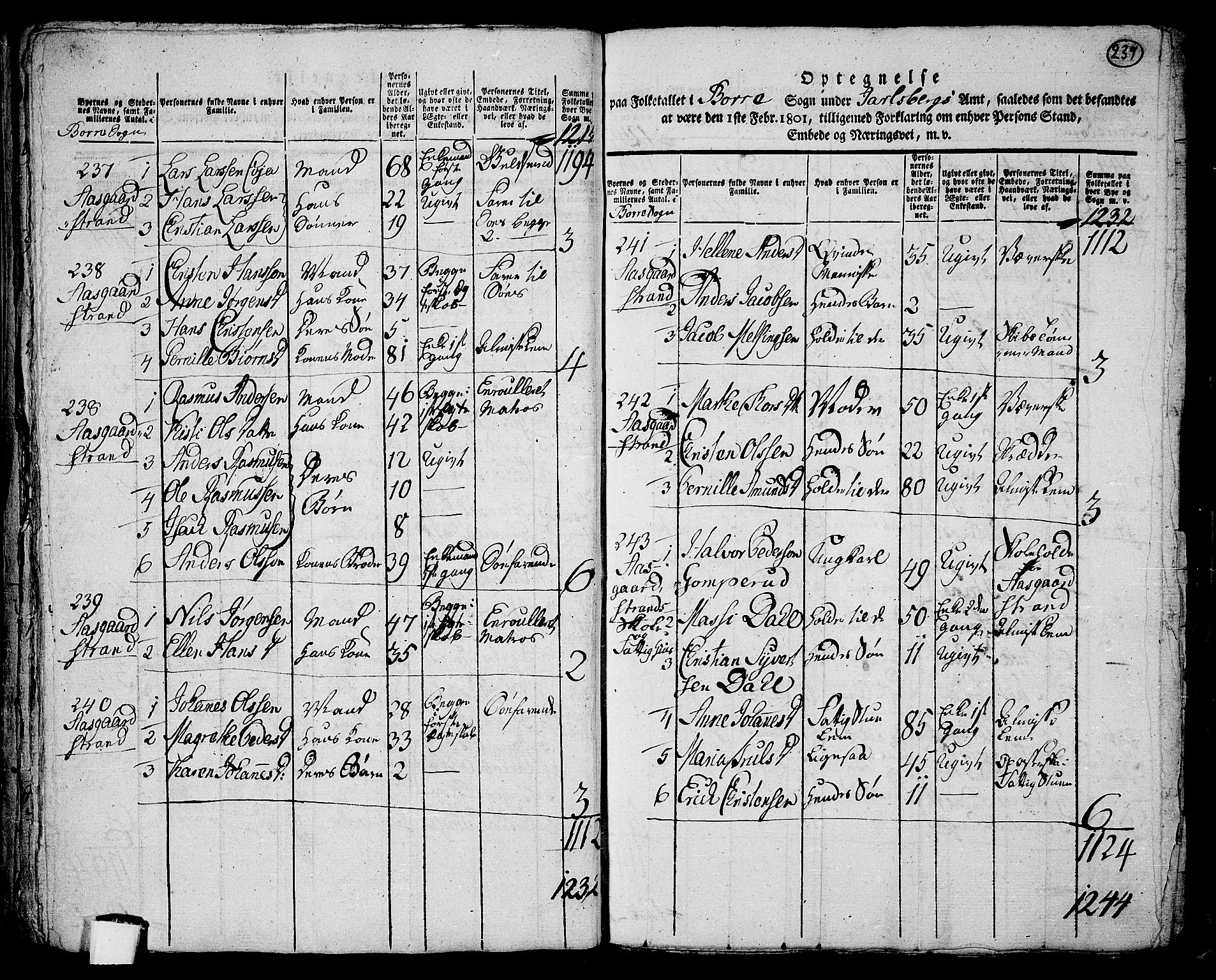 RA, 1801 census for 0717P Borre, 1801, p. 236b-237a