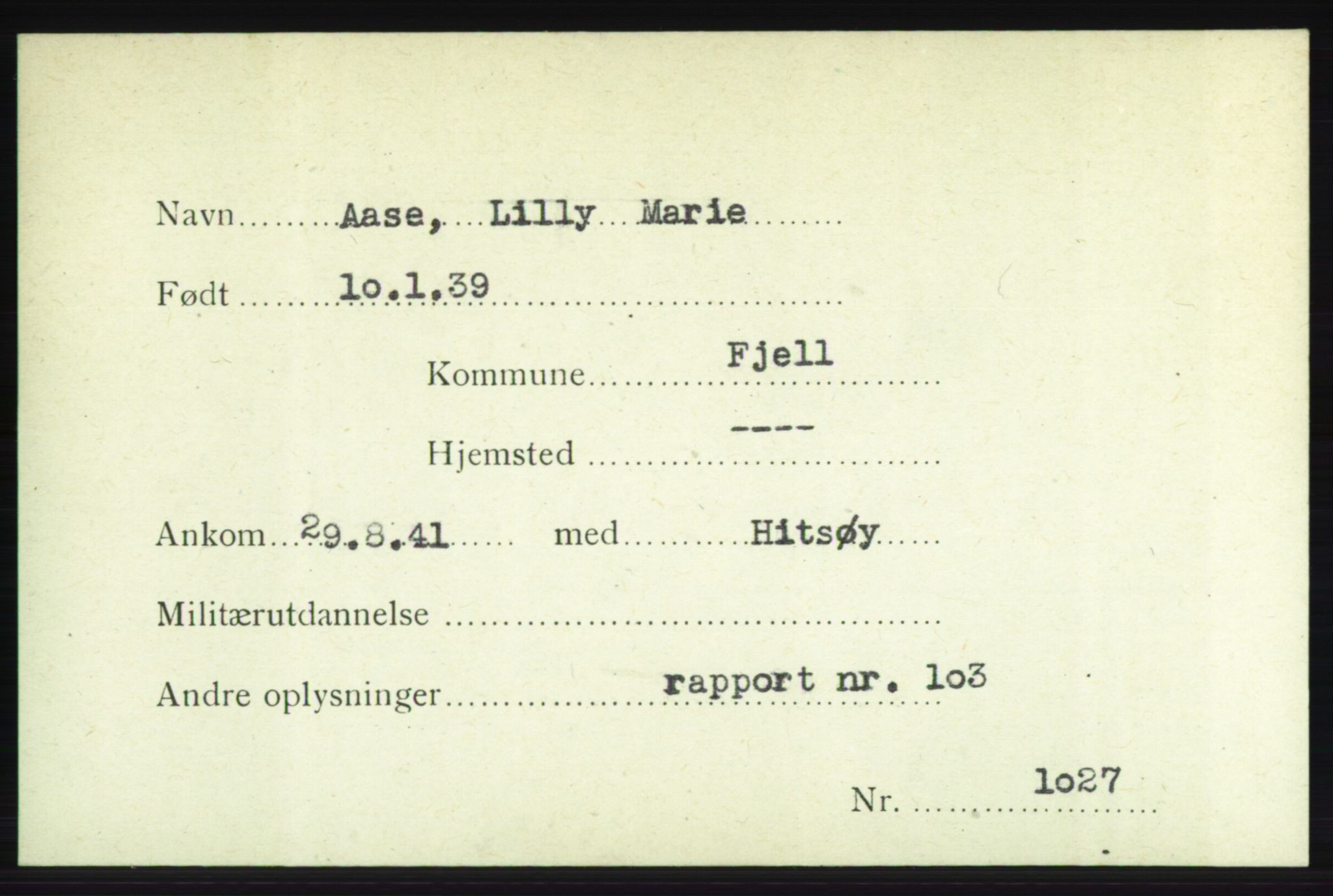 Forsvarets Overkommando. 2. kontor. Arkiv 8.1. Mottakersentralen FDE og FO.II, AV/RA-RAFA-6952/P/Pa/L0001: AA/Å - Andvig , 1940-1945, p. 151