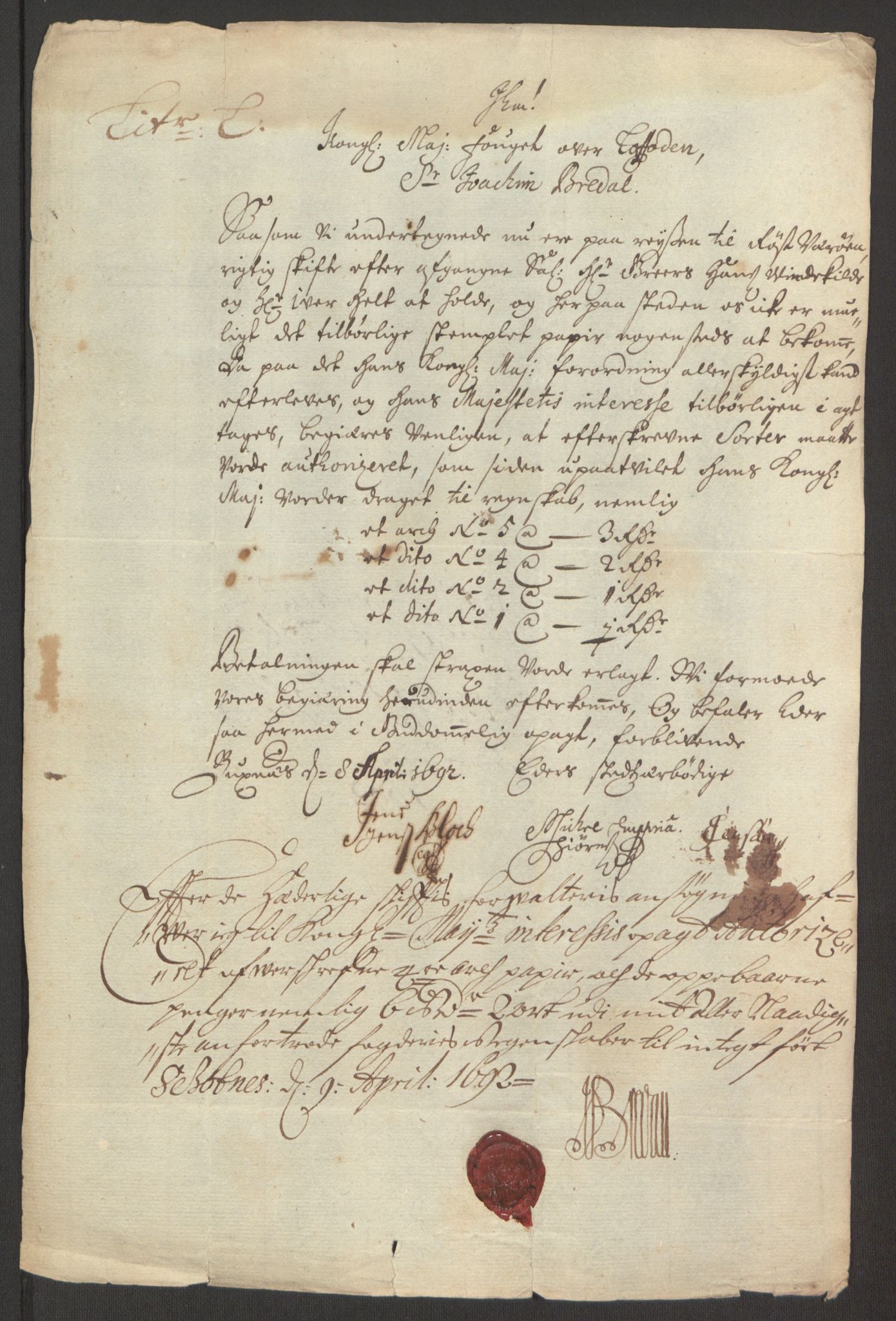 Rentekammeret inntil 1814, Reviderte regnskaper, Fogderegnskap, RA/EA-4092/R67/L4675: Fogderegnskap Vesterålen, Andenes og Lofoten, 1691-1693, p. 202