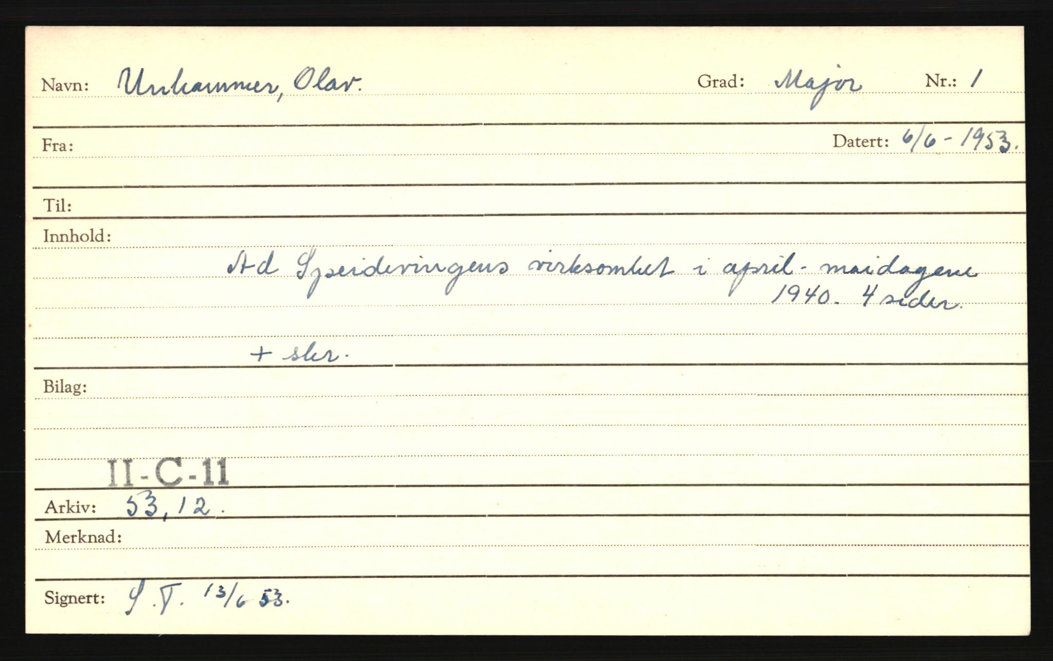 Forsvaret, Forsvarets krigshistoriske avdeling, AV/RA-RAFA-2017/E/Ed/L0159: FKA:  Forfatterkartotek Sl - Å., 1945-1979, p. 1179