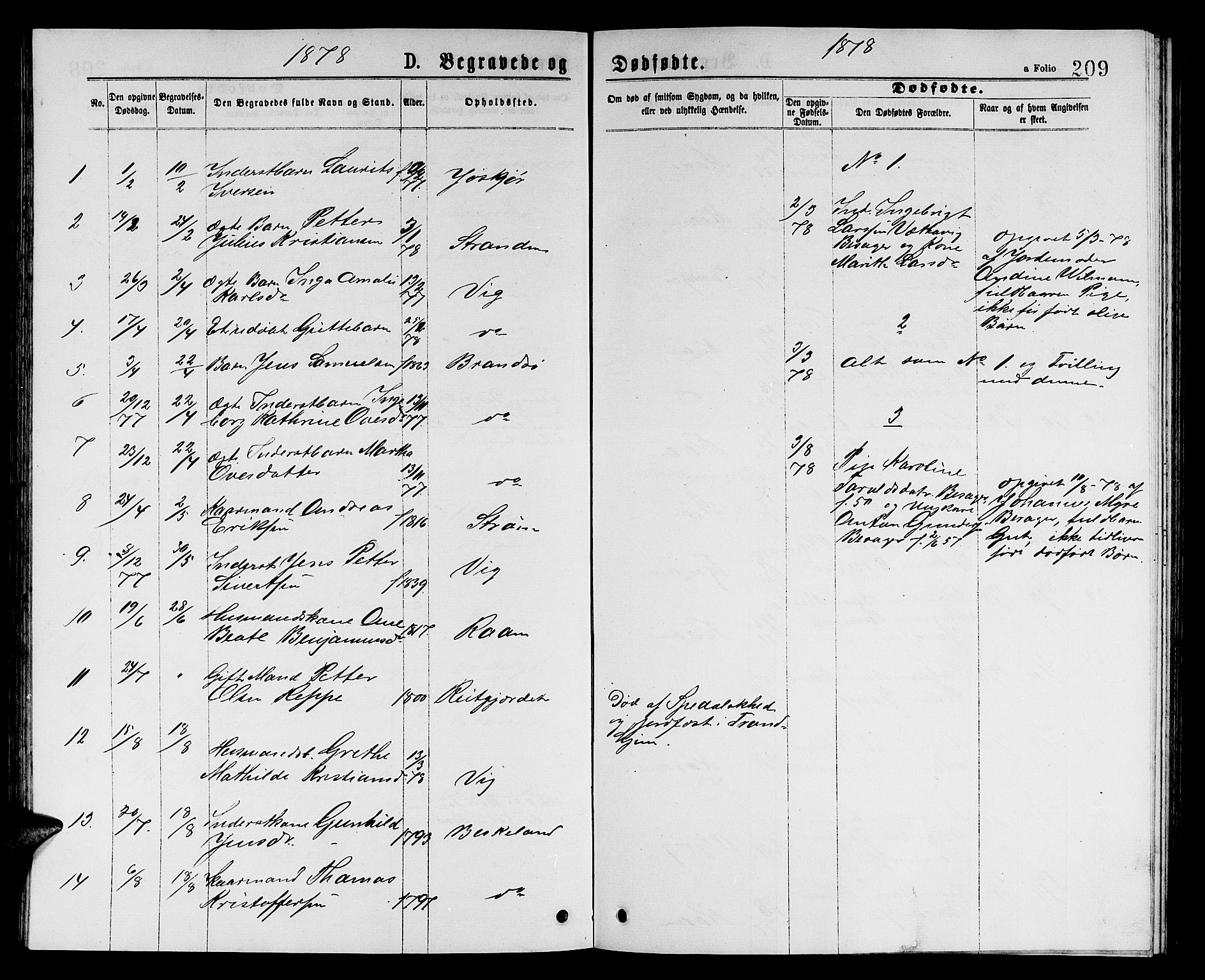Ministerialprotokoller, klokkerbøker og fødselsregistre - Sør-Trøndelag, SAT/A-1456/657/L0715: Parish register (copy) no. 657C02, 1873-1888, p. 209