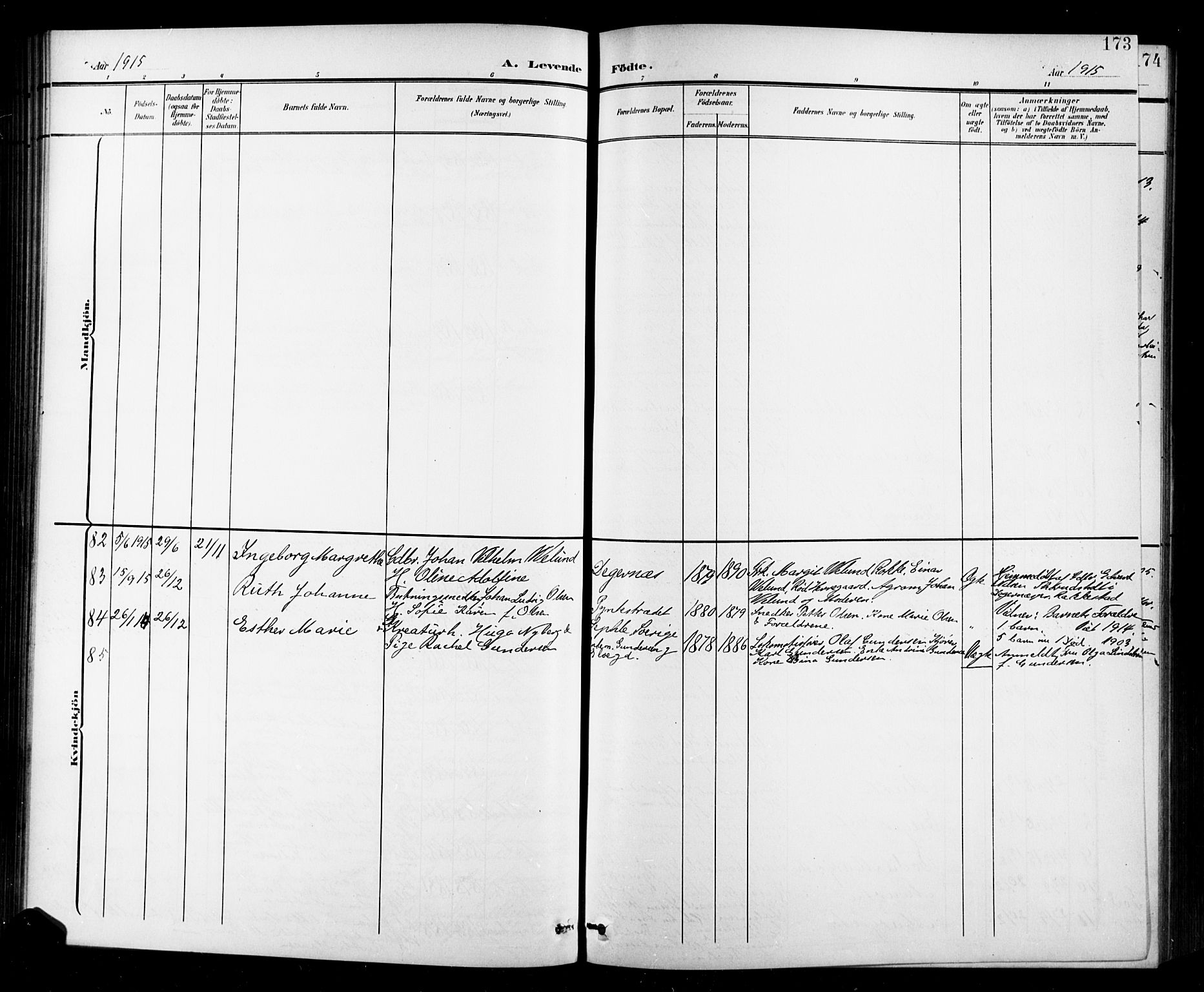 Halden prestekontor Kirkebøker, SAO/A-10909/G/Ga/L0010: Parish register (copy) no. 10, 1900-1923, p. 173