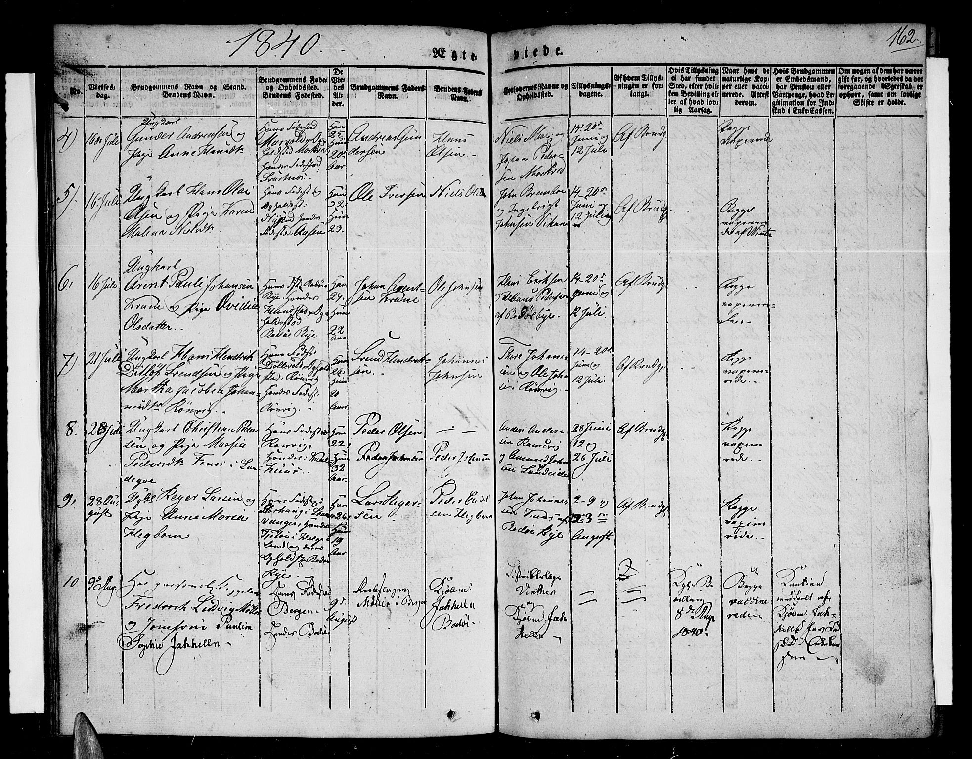 Ministerialprotokoller, klokkerbøker og fødselsregistre - Nordland, AV/SAT-A-1459/801/L0006: Parish register (official) no. 801A06, 1834-1845, p. 162