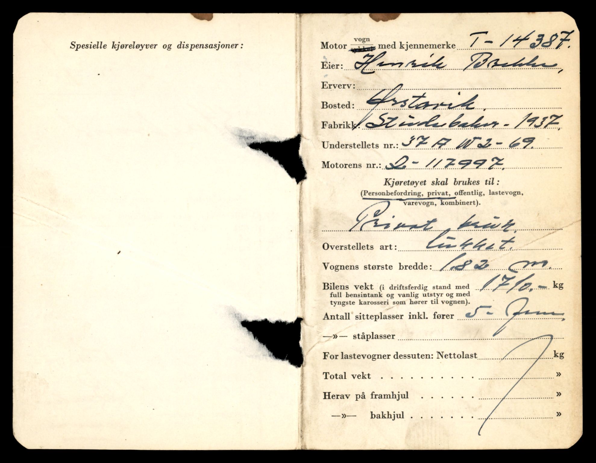 Møre og Romsdal vegkontor - Ålesund trafikkstasjon, AV/SAT-A-4099/F/Fe/L0045: Registreringskort for kjøretøy T 14320 - T 14444, 1927-1998, p. 1701