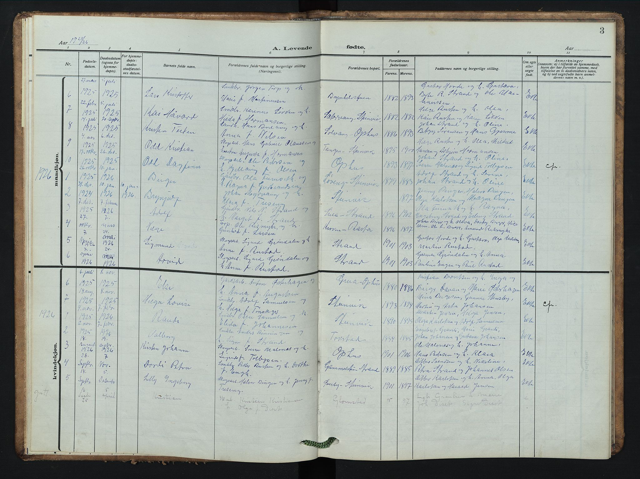 Stor-Elvdal prestekontor, AV/SAH-PREST-052/H/Ha/Hab/L0008: Parish register (copy) no. 8, 1922-1948, p. 3