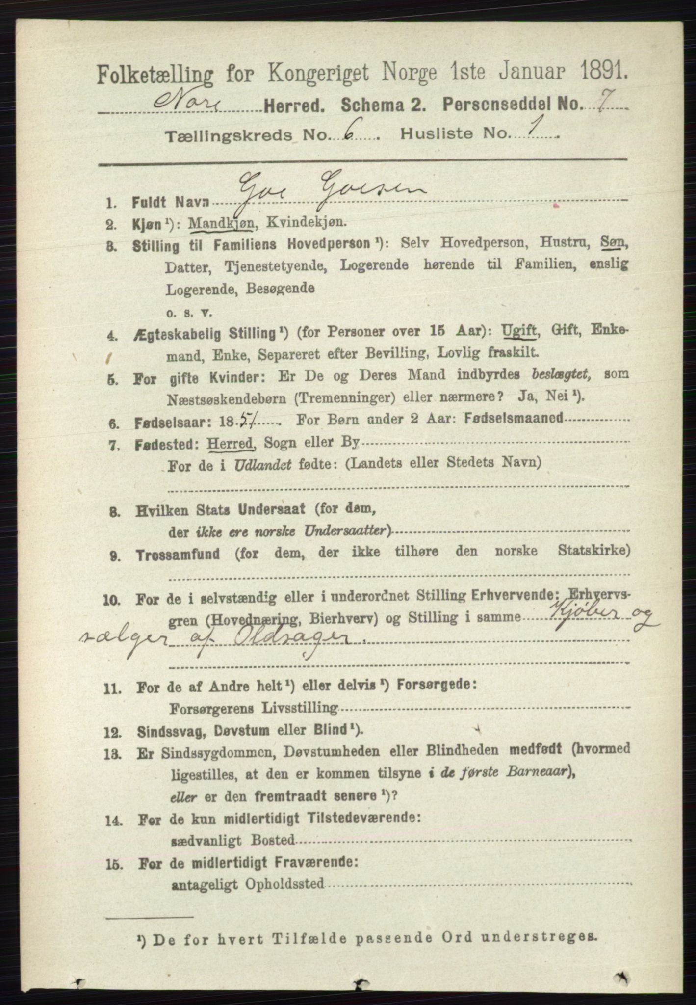 RA, 1891 census for 0633 Nore, 1891, p. 1971