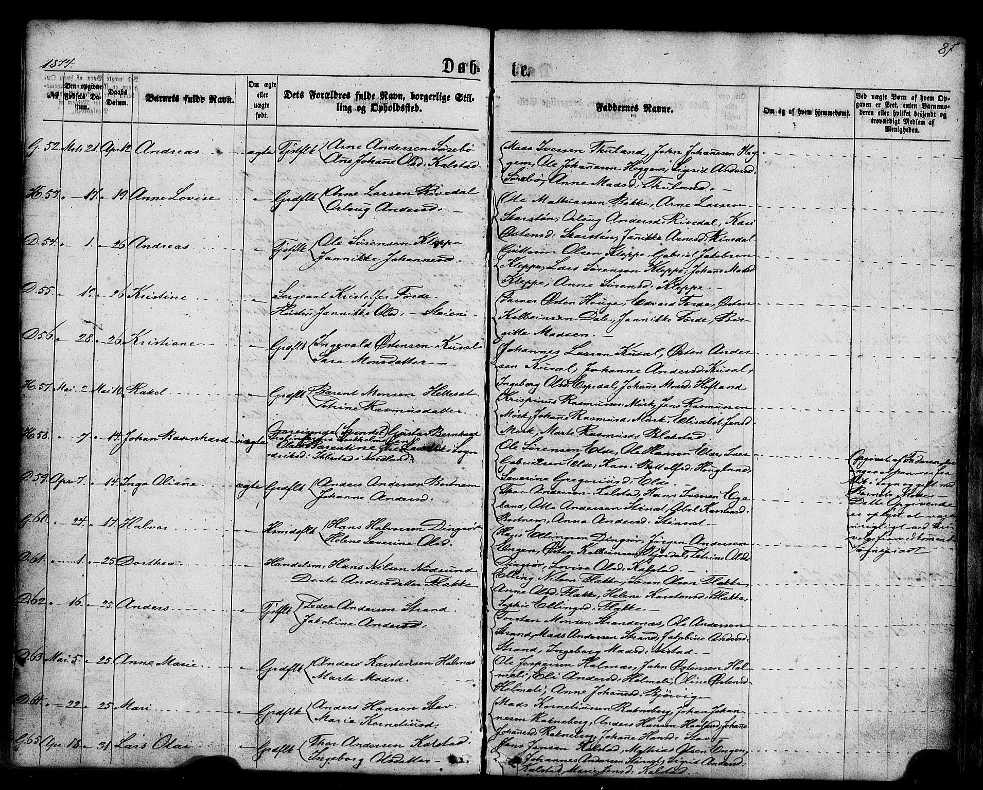 Fjaler sokneprestembete, AV/SAB-A-79801/H/Haa/Haaa/L0007: Parish register (official) no. A 7, 1862-1881, p. 87