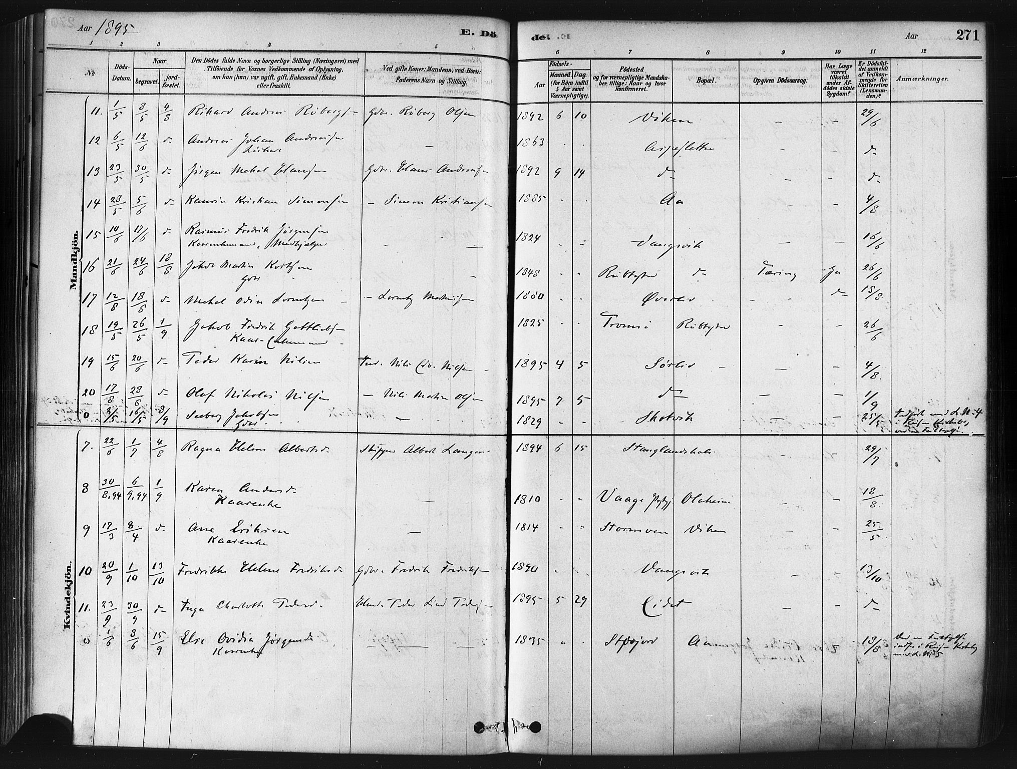 Tranøy sokneprestkontor, AV/SATØ-S-1313/I/Ia/Iaa/L0009kirke: Parish register (official) no. 9, 1878-1904, p. 271