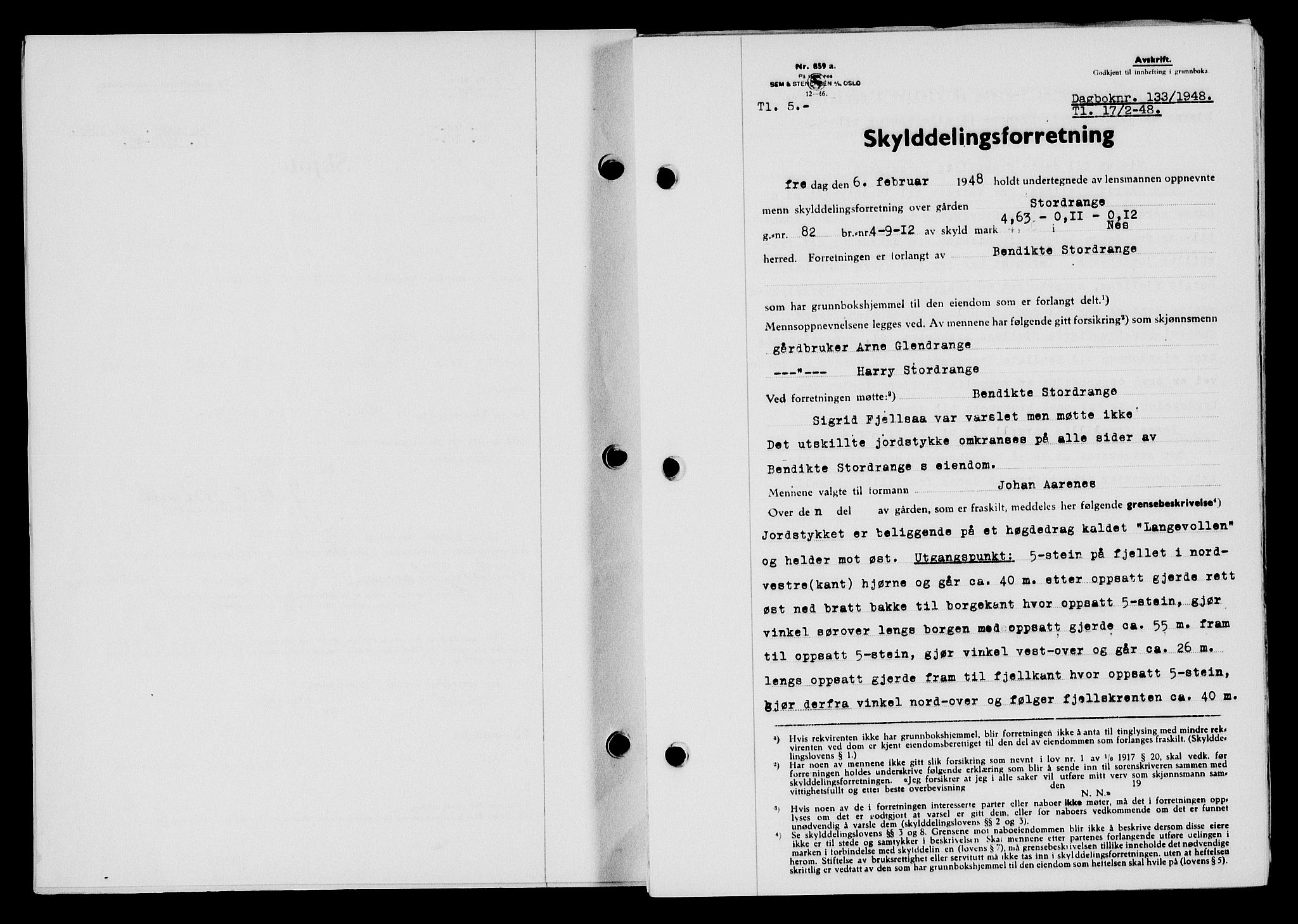 Flekkefjord sorenskriveri, SAK/1221-0001/G/Gb/Gba/L0063: Mortgage book no. A-11, 1947-1948, Diary no: : 133/1948