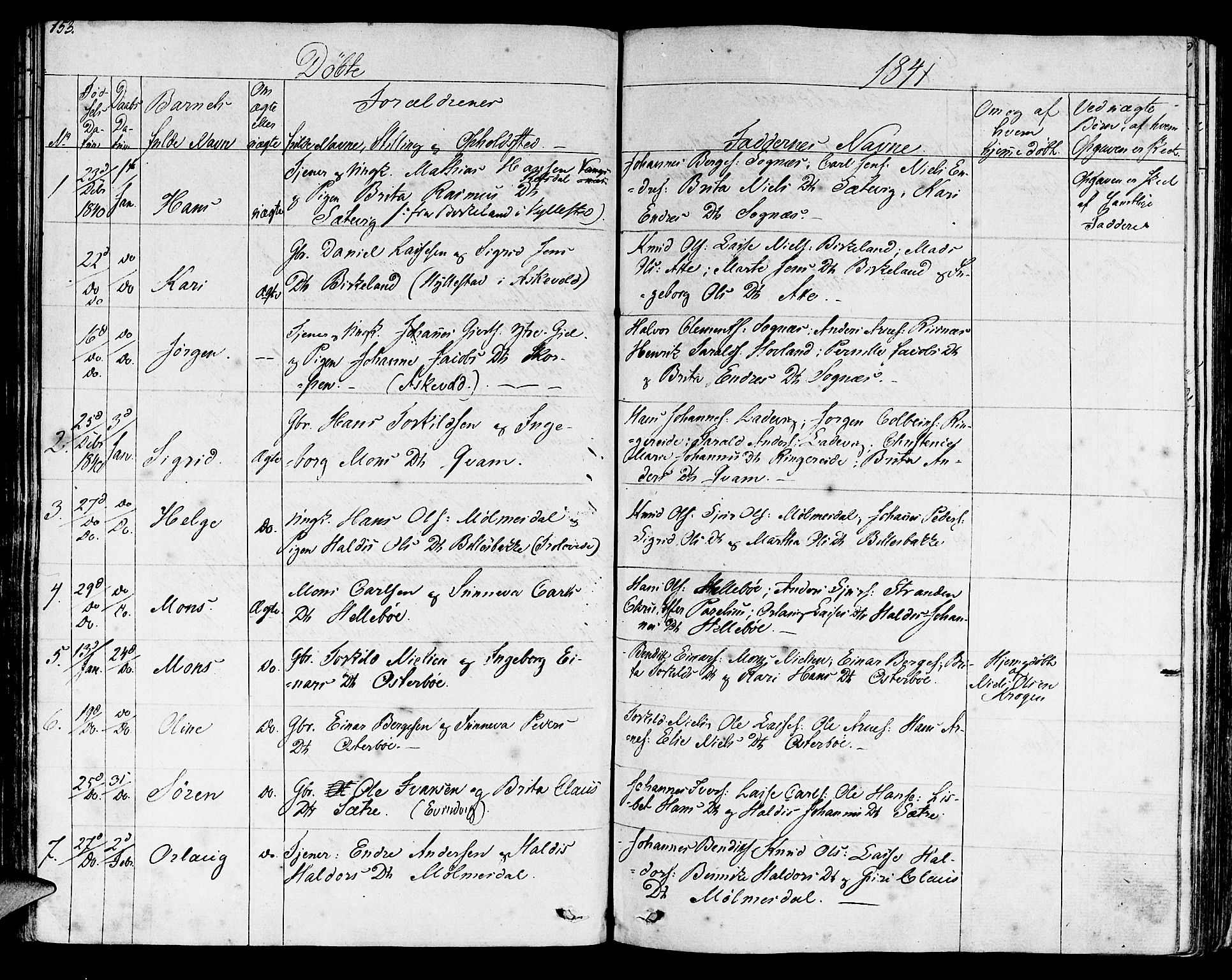 Lavik sokneprestembete, SAB/A-80901: Parish register (official) no. A 2I, 1821-1842, p. 153