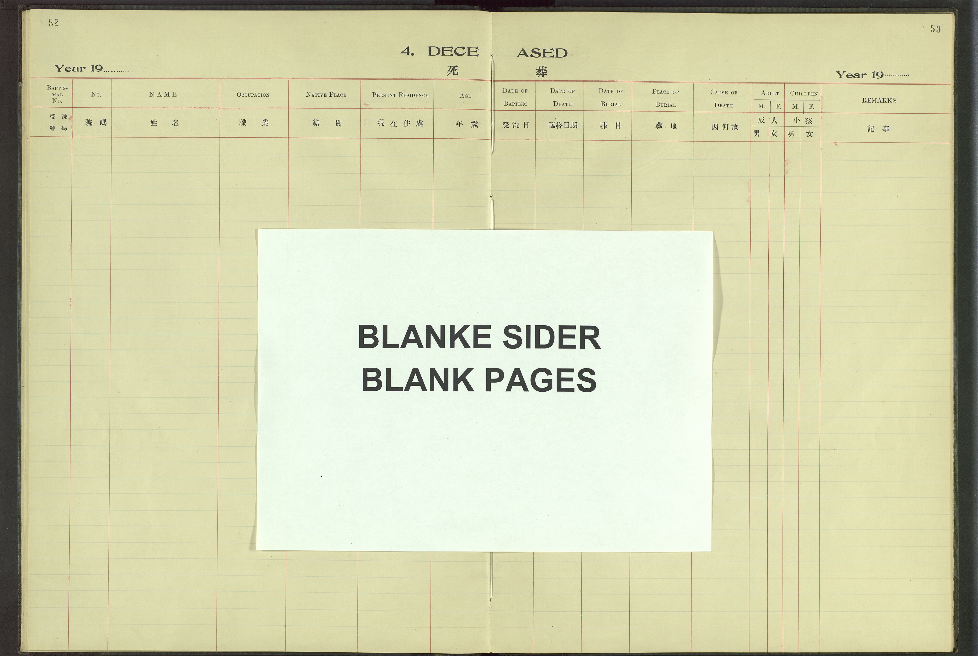 Det Norske Misjonsselskap - utland - Kina (Hunan), VID/MA-A-1065/Dm/L0066: Parish register (official) no. 104, 1911-1943, p. 52-53