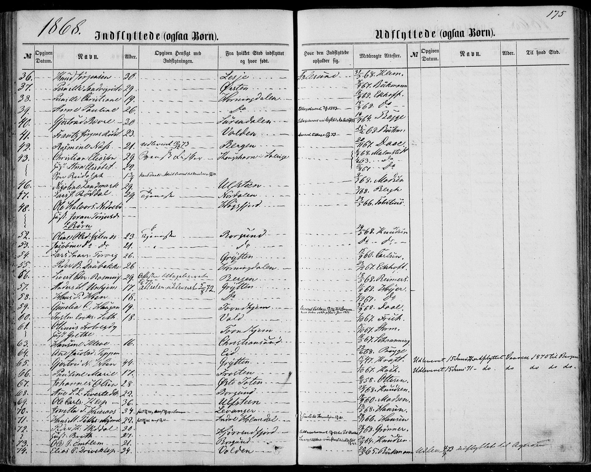 Ministerialprotokoller, klokkerbøker og fødselsregistre - Møre og Romsdal, SAT/A-1454/529/L0452: Parish register (official) no. 529A02, 1864-1871, p. 175
