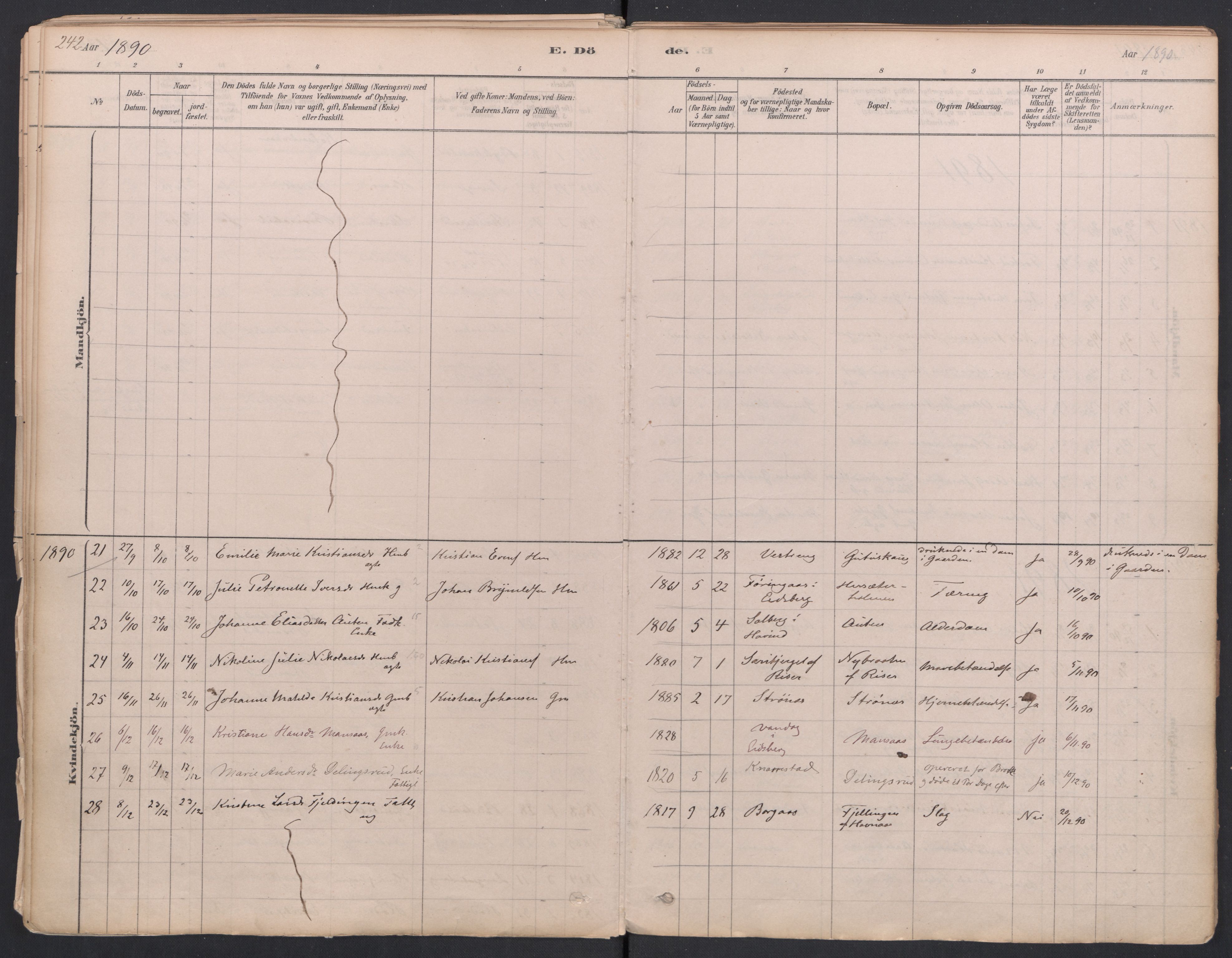 Trøgstad prestekontor Kirkebøker, SAO/A-10925/F/Fa/L0010: Parish register (official) no. I 10, 1878-1898, p. 242