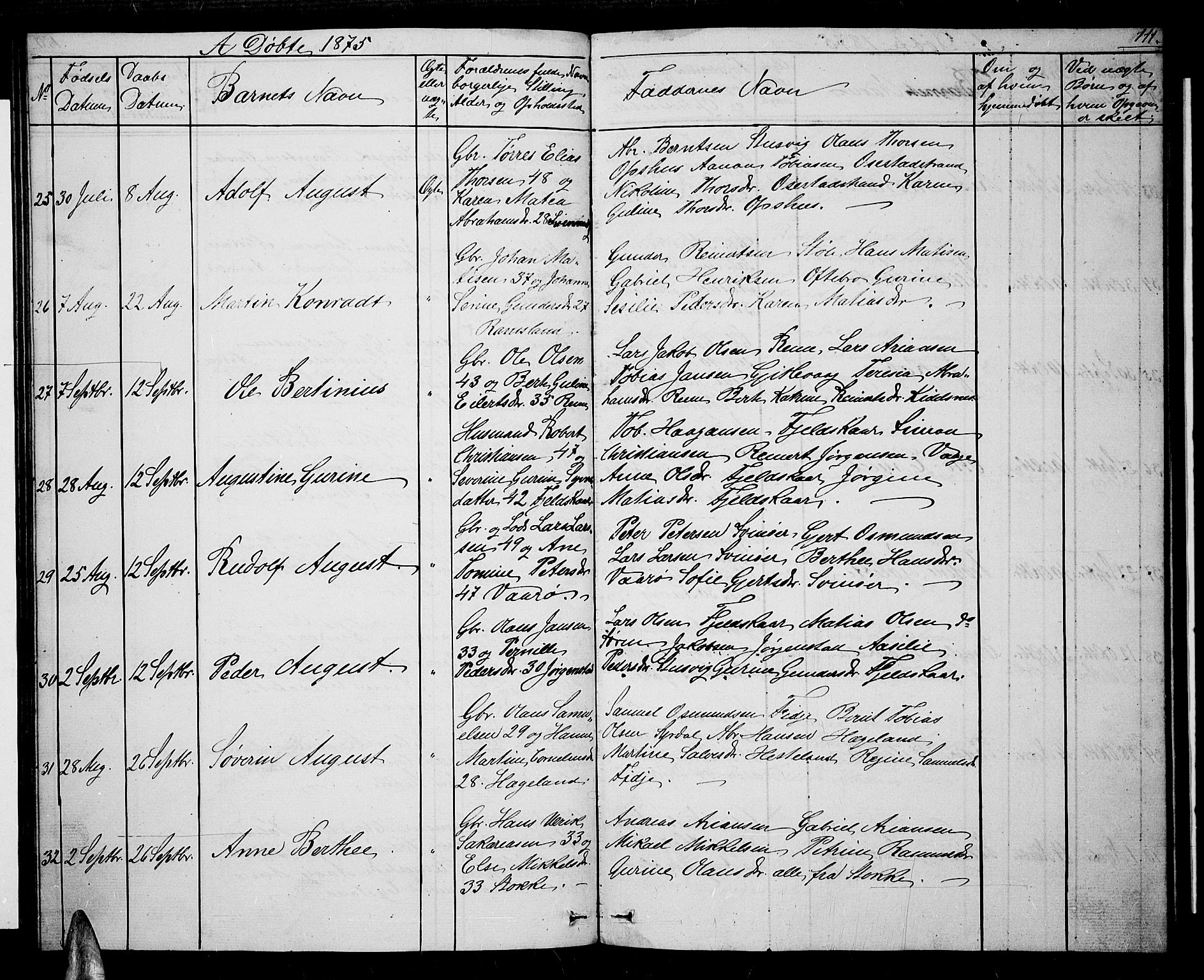 Sør-Audnedal sokneprestkontor, AV/SAK-1111-0039/F/Fb/Fba/L0002: Parish register (copy) no. B 2, 1853-1878, p. 111