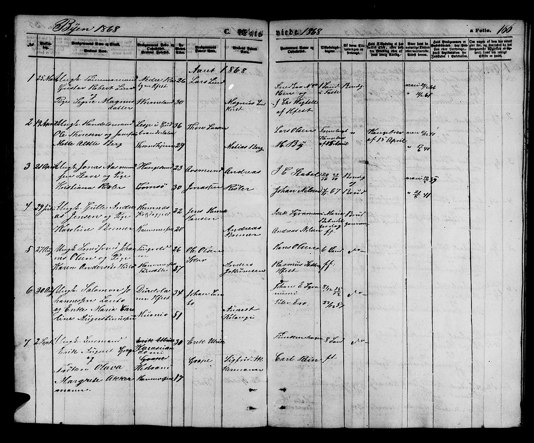 Hammerfest sokneprestkontor, SATØ/S-1347/H/Hb/L0003.klokk: Parish register (copy) no. 3 /1, 1862-1868, p. 166