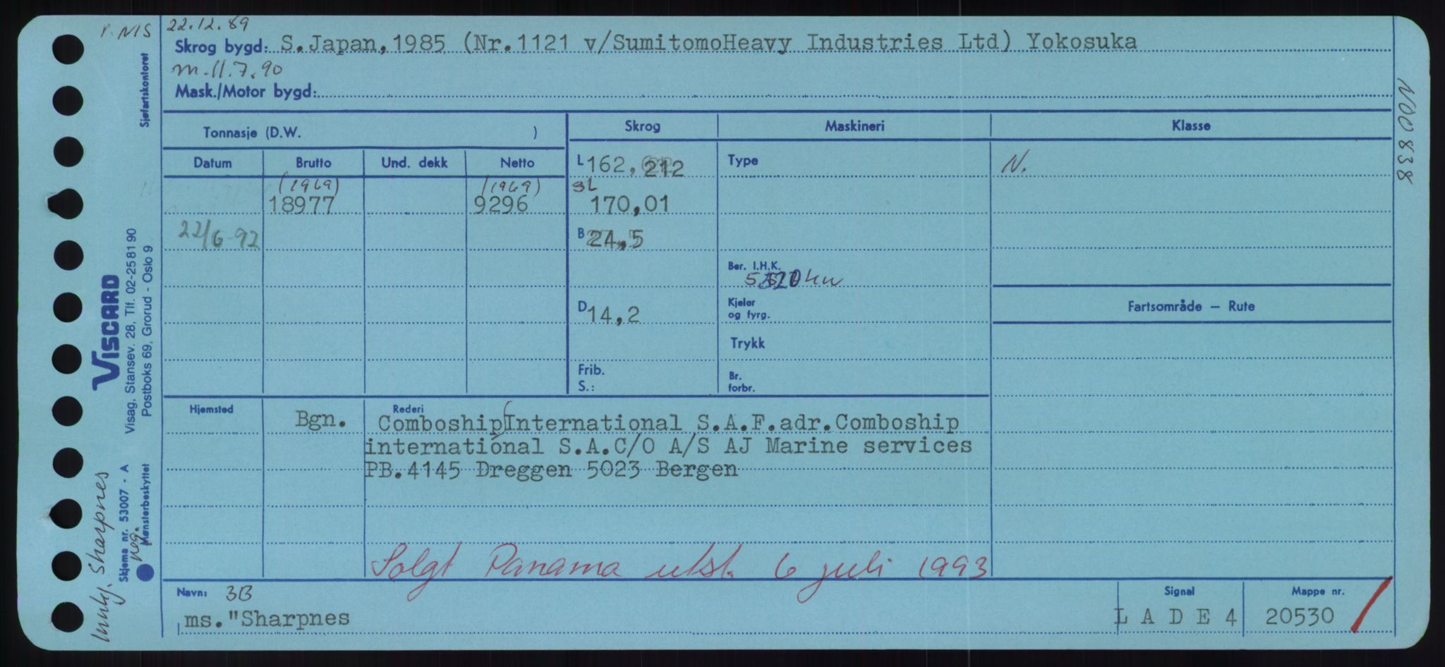 Sjøfartsdirektoratet med forløpere, Skipsmålingen, RA/S-1627/H/Hd/L0033: Fartøy, Sevi-Sjø, p. 3