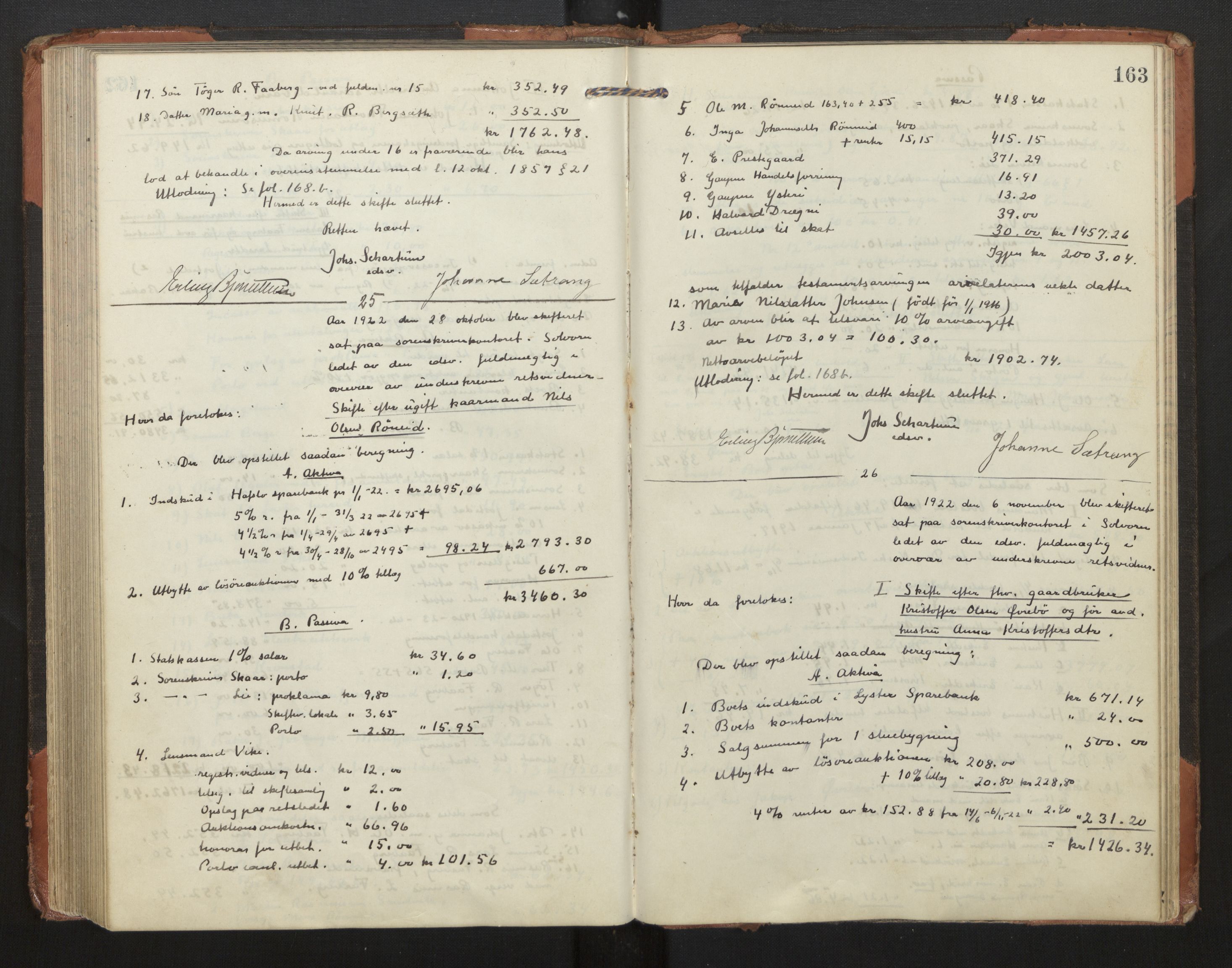 Indre Sogn tingrett, AV/SAB-A-3301/1/H/Hd/L0008: Skifteutlodningsprotokoll 8, 1912-1923, p. 162b-163a