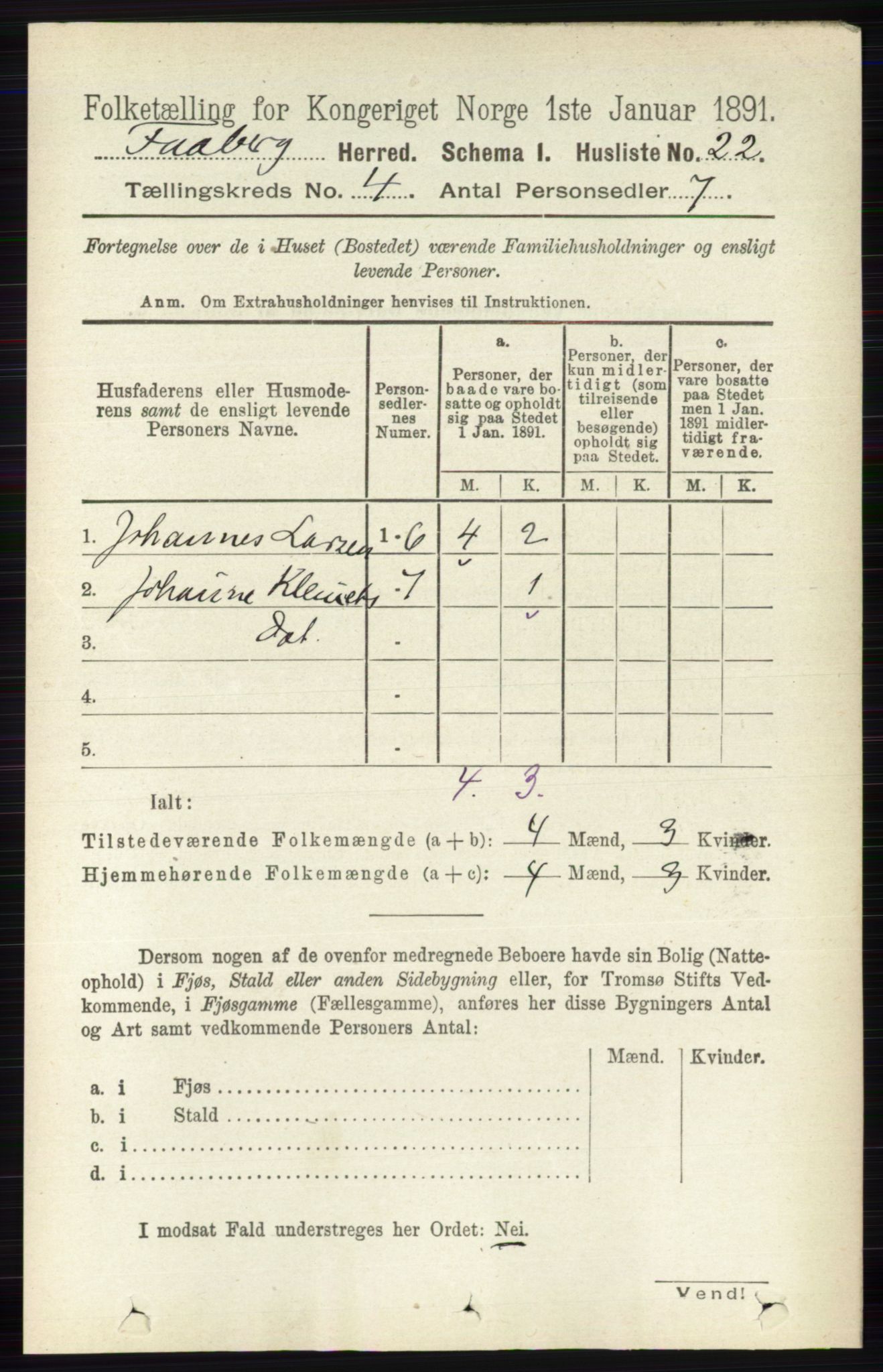 RA, 1891 census for 0524 Fåberg, 1891, p. 1187