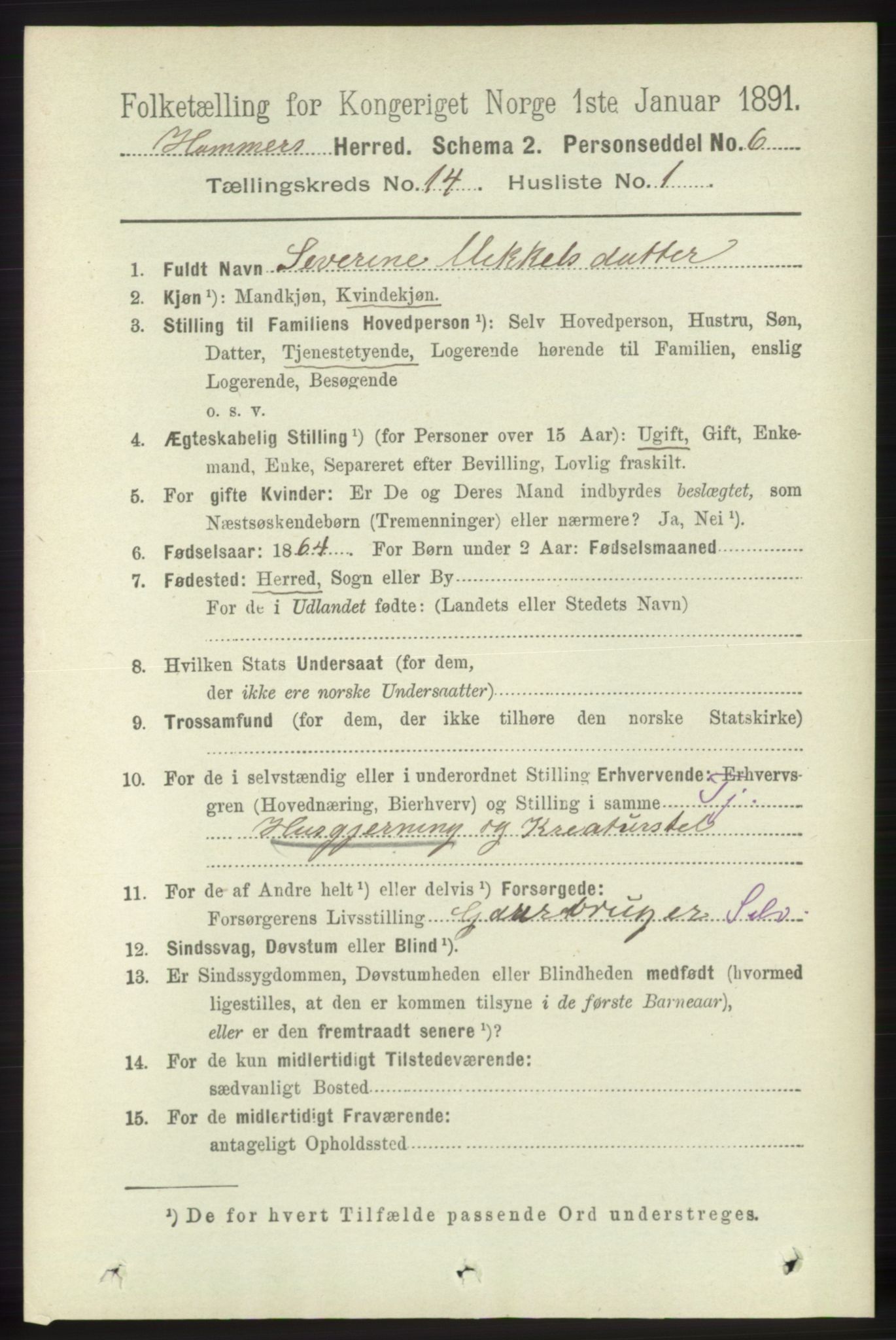 RA, 1891 census for 1254 Hamre, 1891, p. 4394