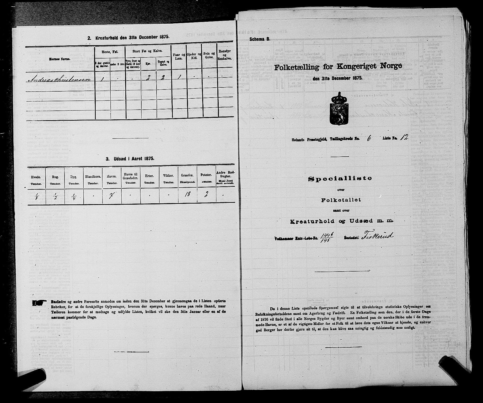 RA, 1875 census for 0221P Høland, 1875, p. 1088