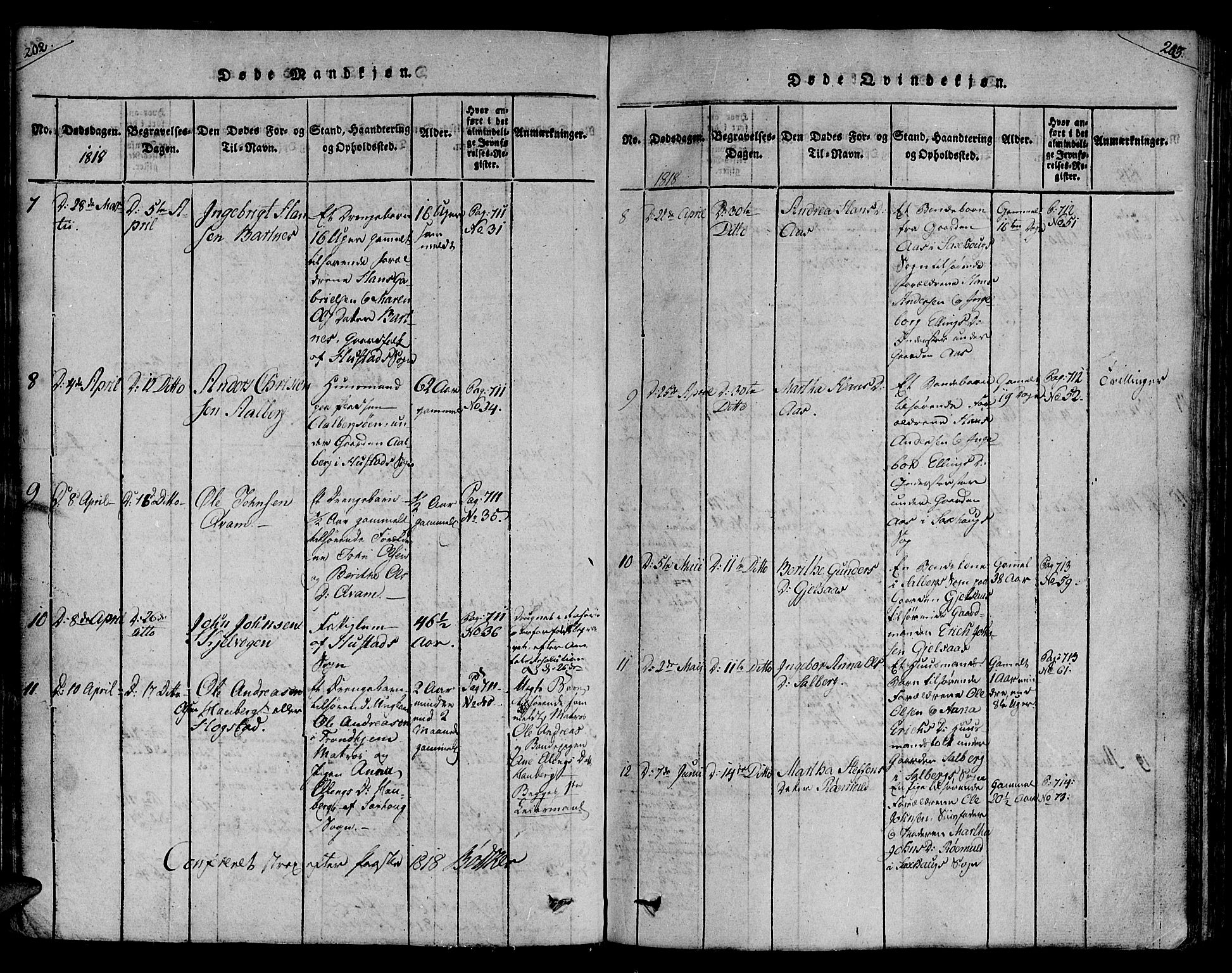 Ministerialprotokoller, klokkerbøker og fødselsregistre - Nord-Trøndelag, SAT/A-1458/730/L0275: Parish register (official) no. 730A04, 1816-1822, p. 202-203