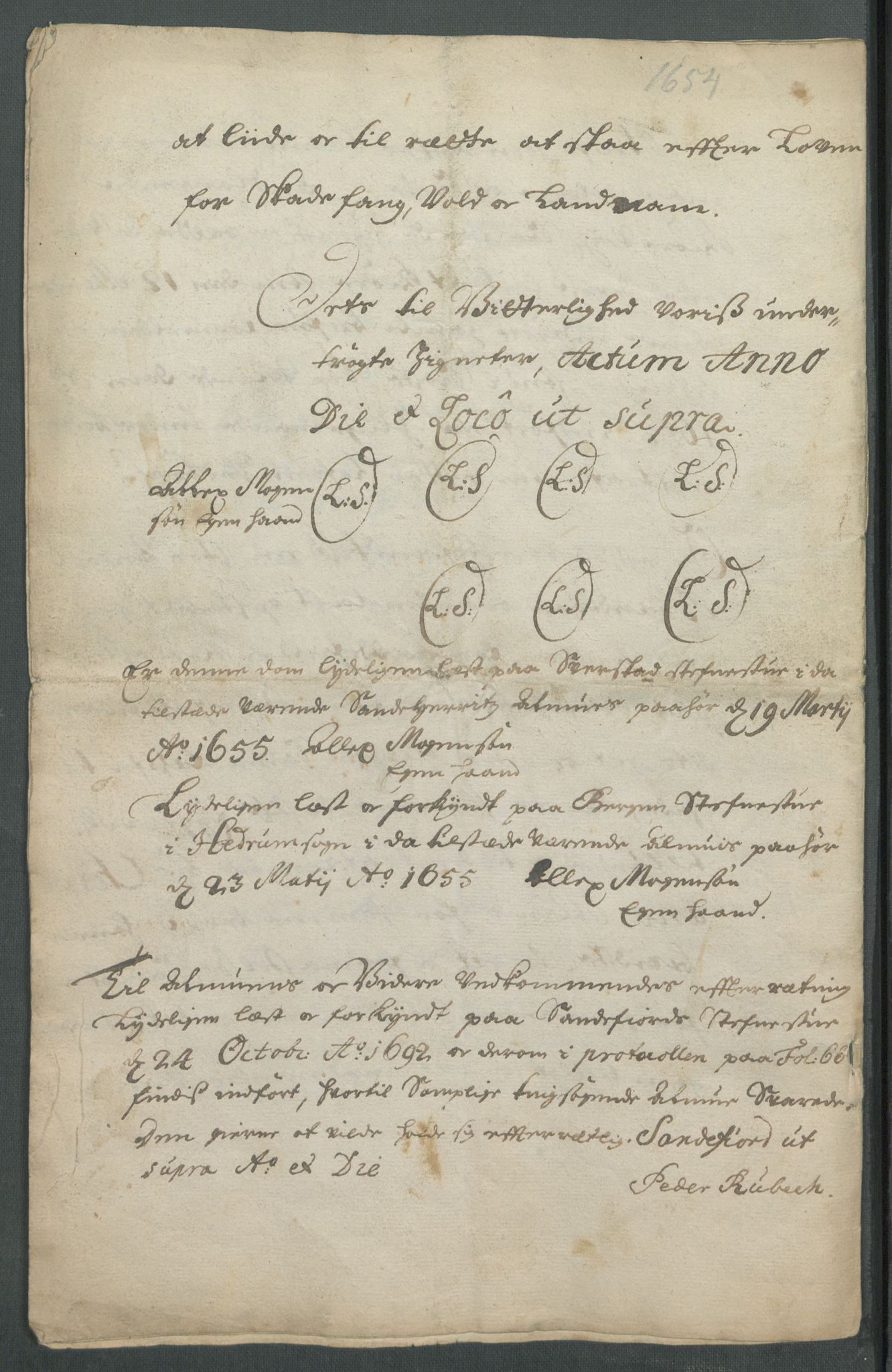 Riksarkivets diplomsamling, AV/RA-EA-5965/F02/L0166: Dokumenter, 1654-1656, p. 64