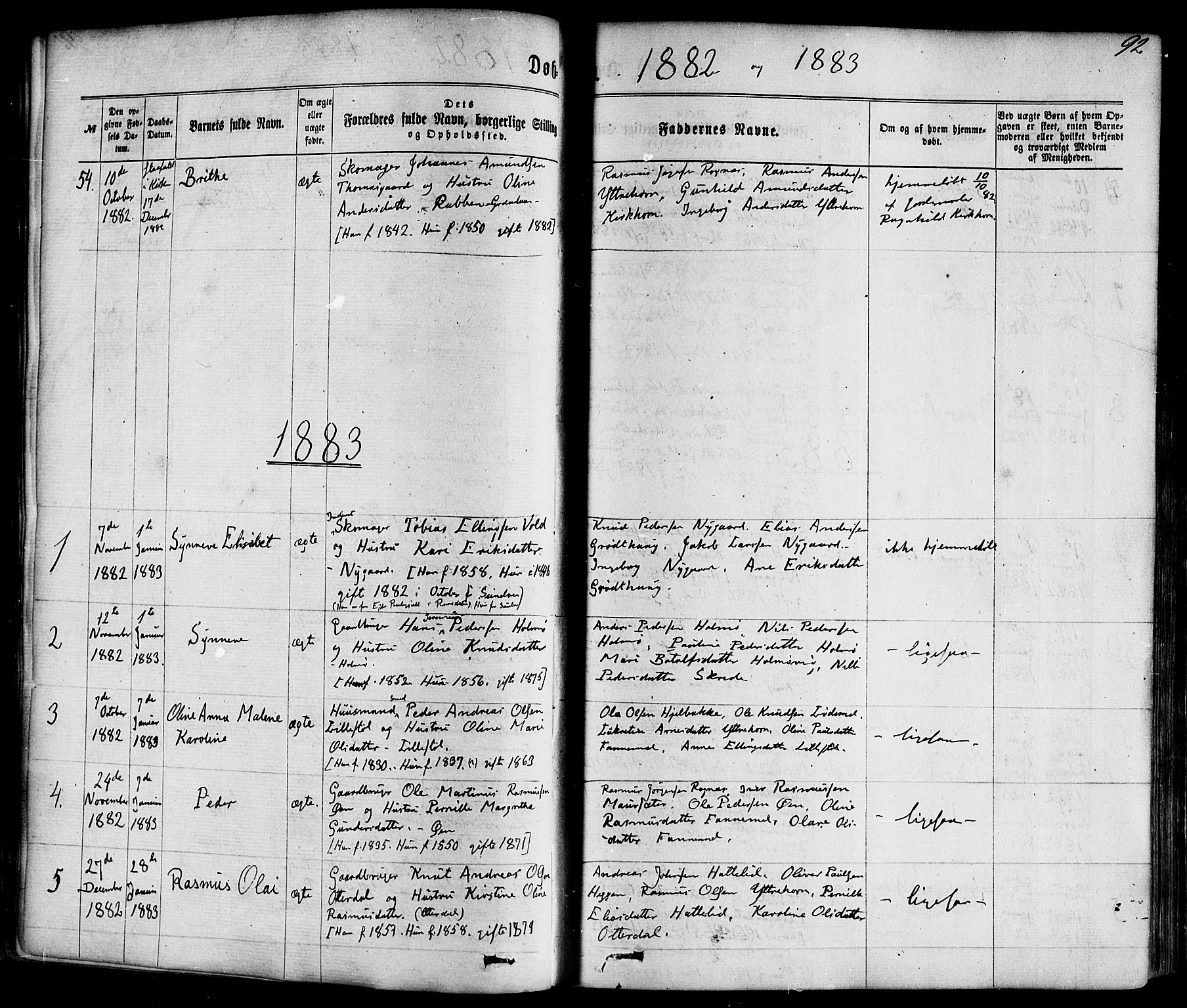 Hornindal sokneprestembete, SAB/A-82401/H/Haa/Haaa/L0002: Parish register (official) no. A 2, 1867-1884, p. 92