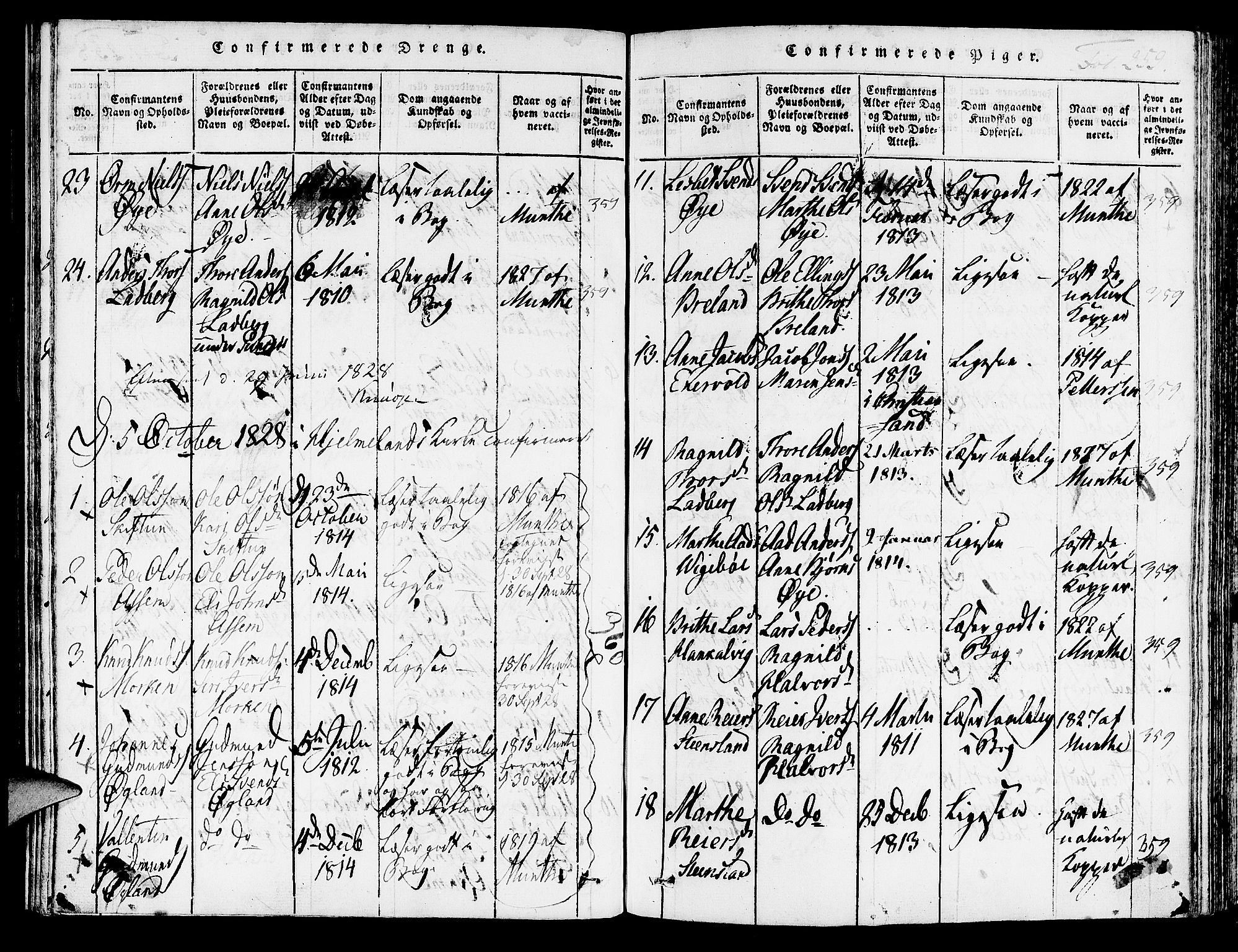 Hjelmeland sokneprestkontor, AV/SAST-A-101843/01/IV/L0003: Parish register (official) no. A 3, 1816-1834, p. 259