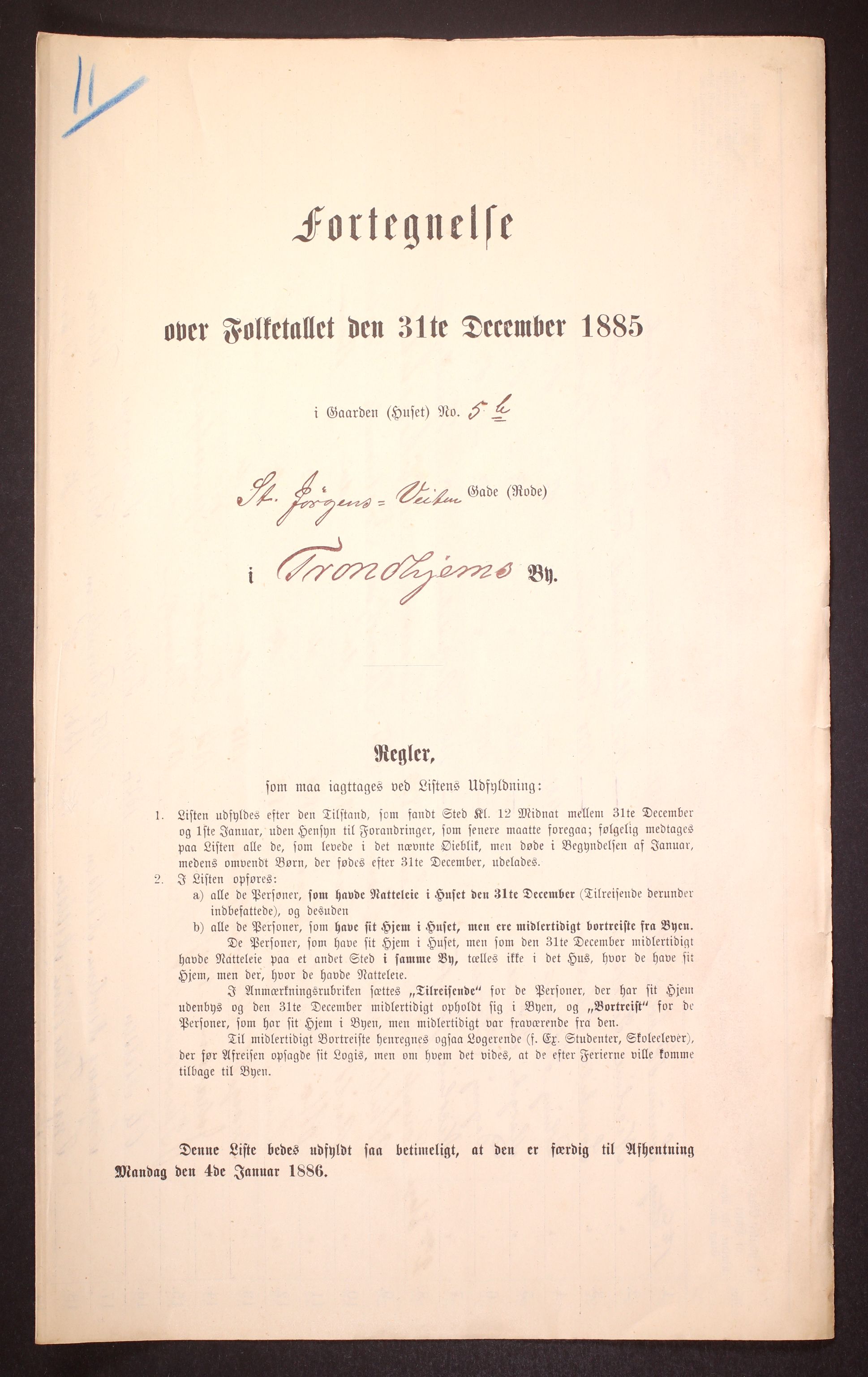 SAT, 1885 census for 1601 Trondheim, 1885, p. 1139