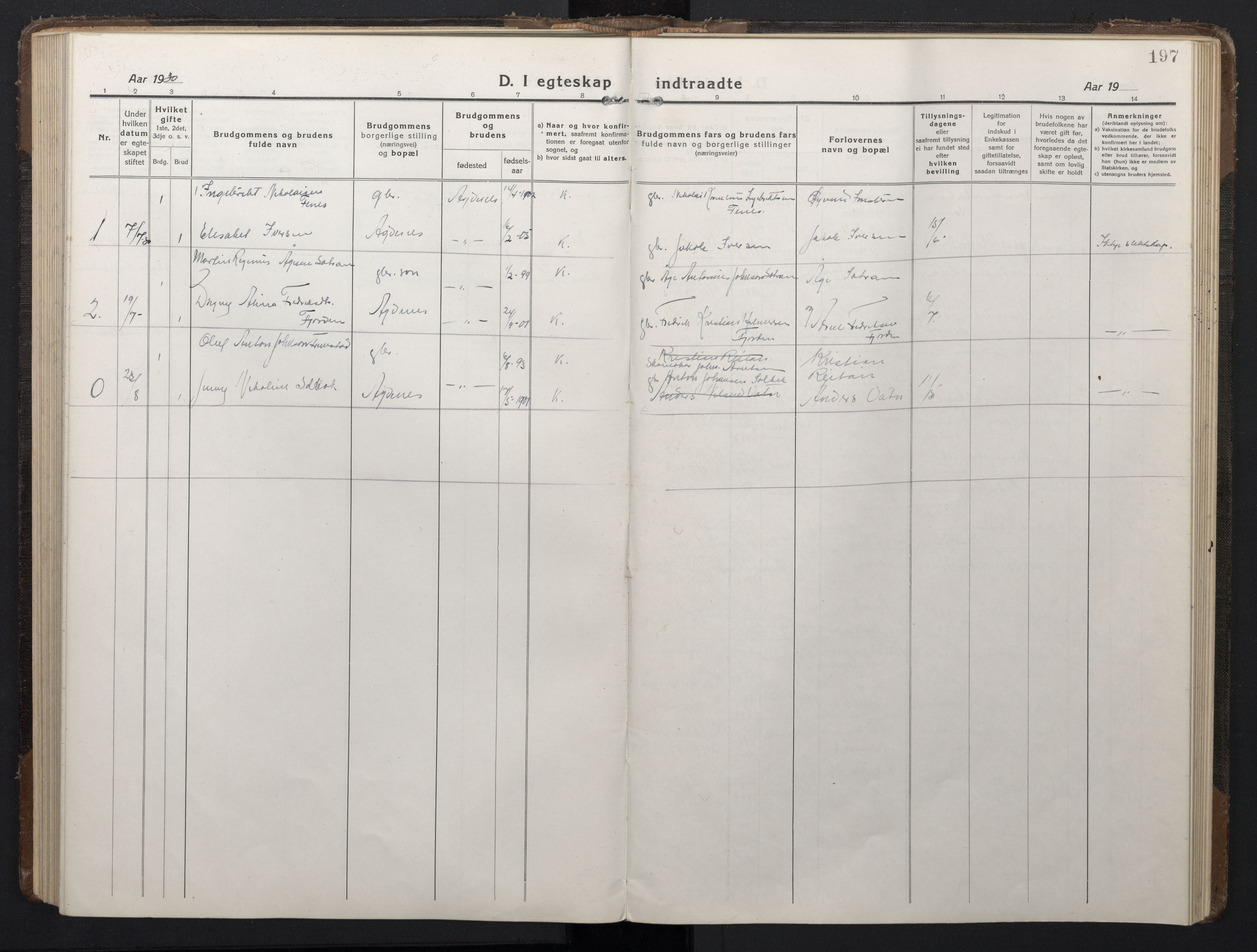 Ministerialprotokoller, klokkerbøker og fødselsregistre - Sør-Trøndelag, SAT/A-1456/662/L0758: Parish register (copy) no. 662C03, 1918-1948, p. 197