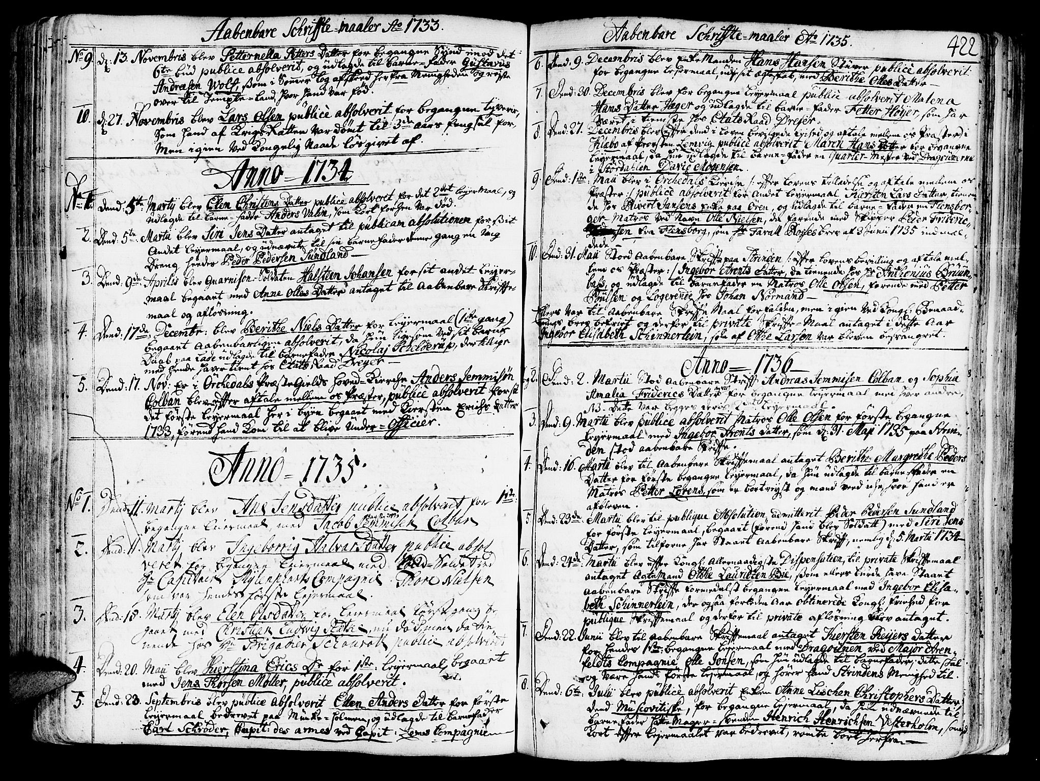 Ministerialprotokoller, klokkerbøker og fødselsregistre - Sør-Trøndelag, SAT/A-1456/602/L0103: Parish register (official) no. 602A01, 1732-1774, p. 422