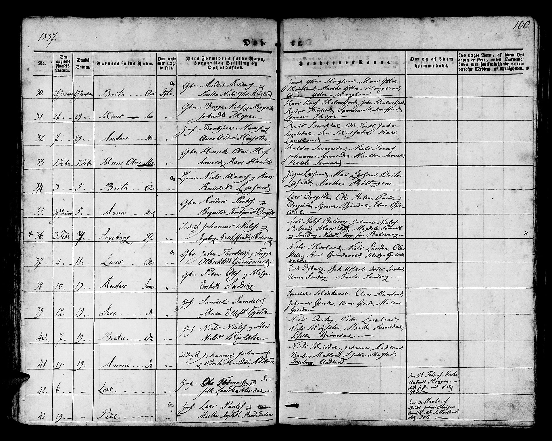 Os sokneprestembete, AV/SAB-A-99929: Parish register (official) no. A 14, 1826-1839, p. 100