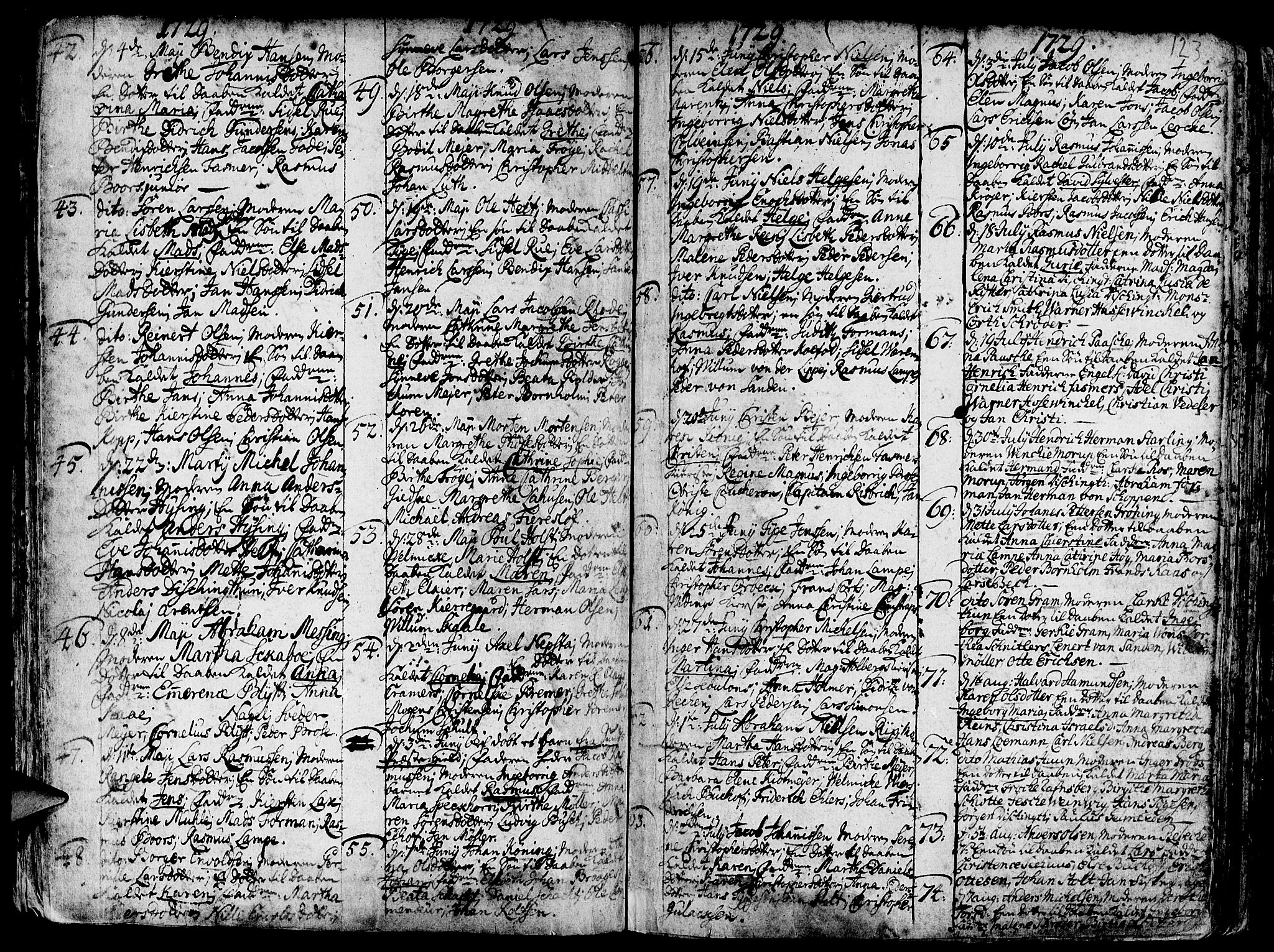 Nykirken Sokneprestembete, AV/SAB-A-77101/H/Haa/L0003: Parish register (official) no. A 3, 1717-1764, p. 123