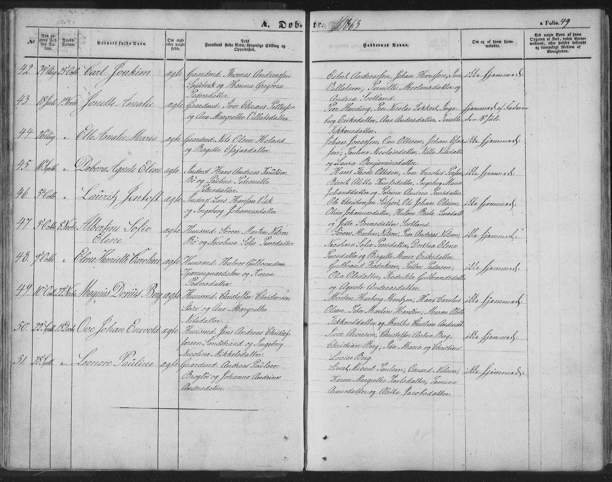Ministerialprotokoller, klokkerbøker og fødselsregistre - Nordland, SAT/A-1459/895/L1369: Parish register (official) no. 895A04, 1852-1872, p. 49