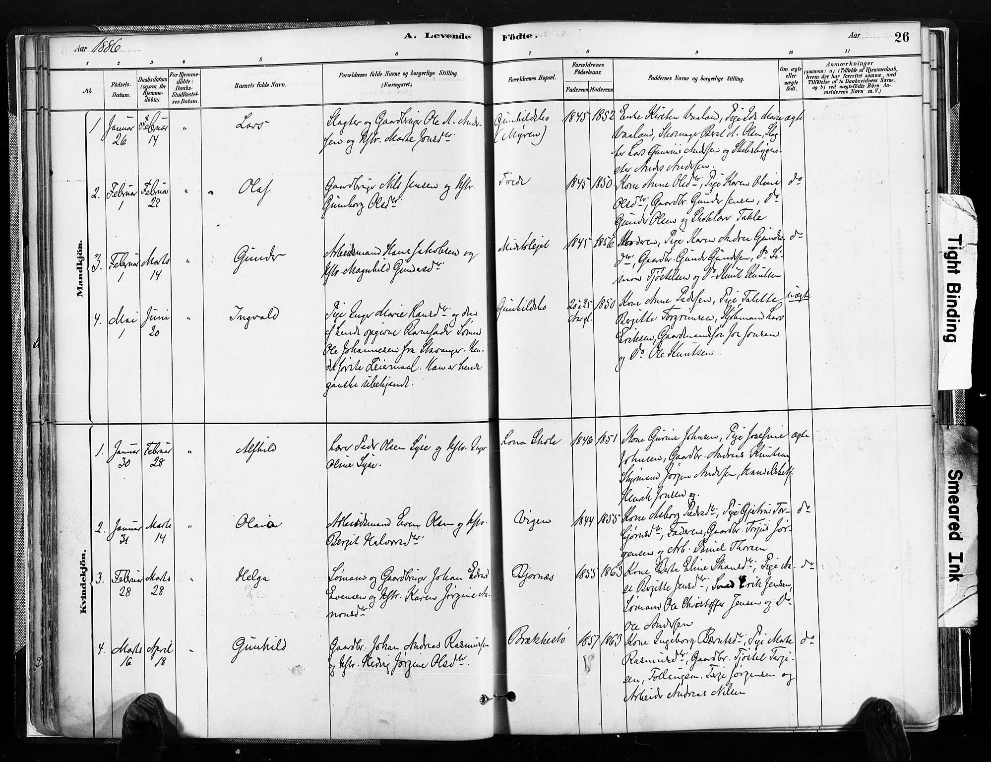 Austre Moland sokneprestkontor, AV/SAK-1111-0001/F/Fa/Faa/L0010: Parish register (official) no. A 10, 1880-1904, p. 26