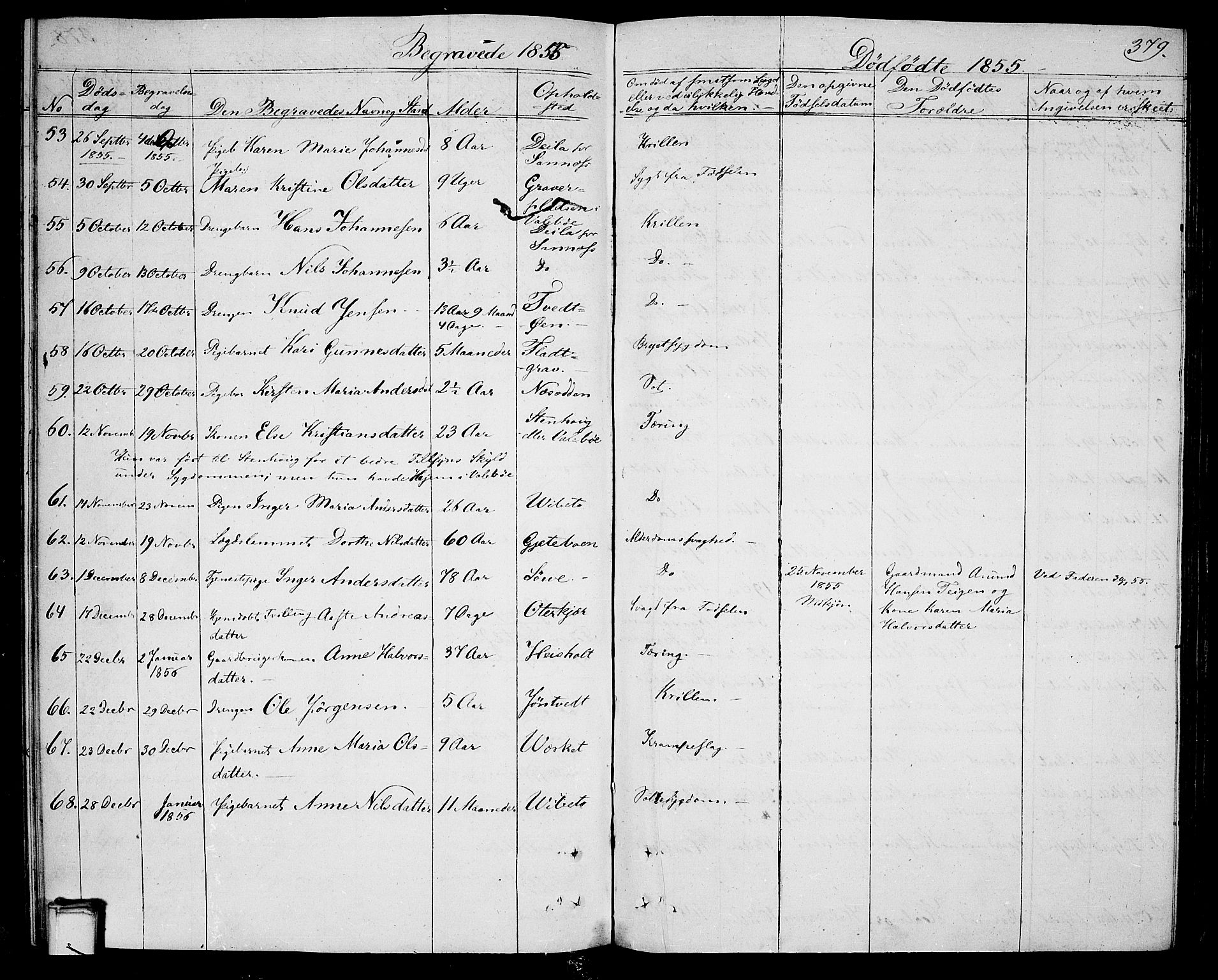Holla kirkebøker, SAKO/A-272/G/Ga/L0003: Parish register (copy) no. I 3, 1849-1866, p. 379