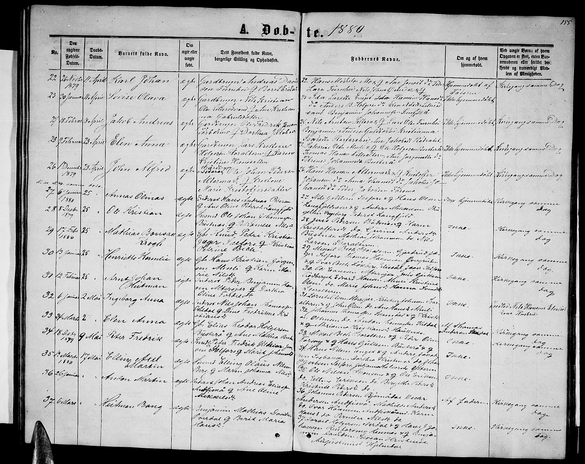 Ministerialprotokoller, klokkerbøker og fødselsregistre - Nordland, AV/SAT-A-1459/827/L0415: Parish register (copy) no. 827C04, 1864-1886, p. 155