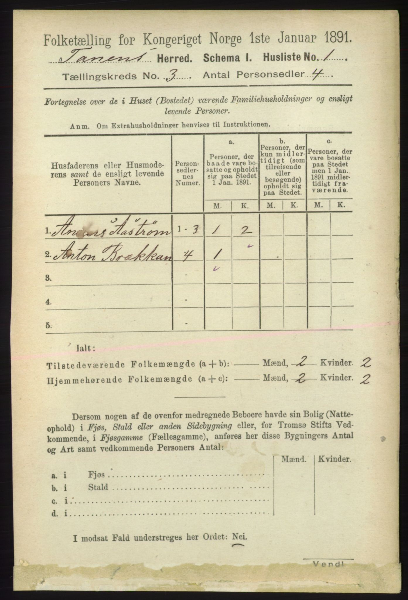 RA, 1891 census for 2025 Tana, 1891, p. 1470