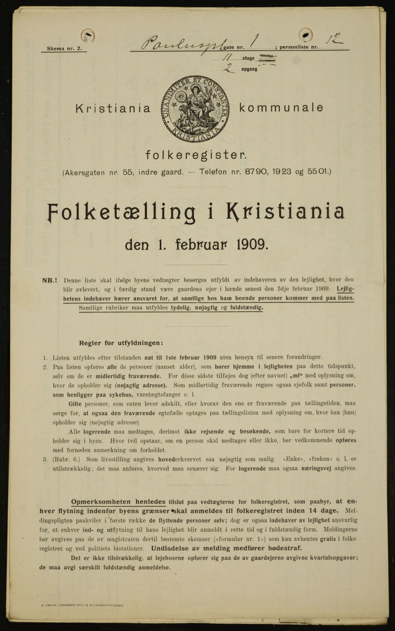 OBA, Municipal Census 1909 for Kristiania, 1909, p. 71128