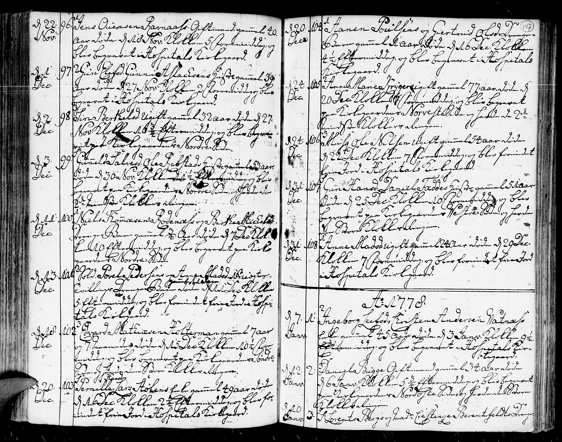 Kristiansand domprosti, SAK/1112-0006/F/Fa/L0004: Parish register (official) no. A 4, 1762-1794, p. 147