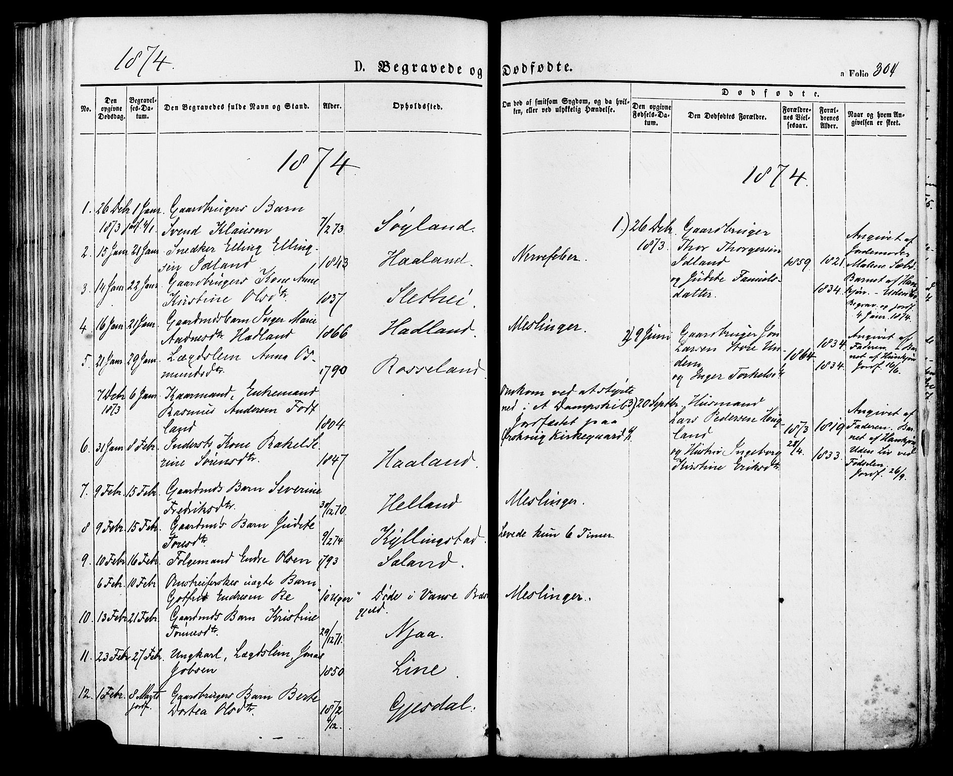 Lye sokneprestkontor, SAST/A-101794/001/30BA/L0008: Parish register (official) no. A 7, 1872-1881, p. 304