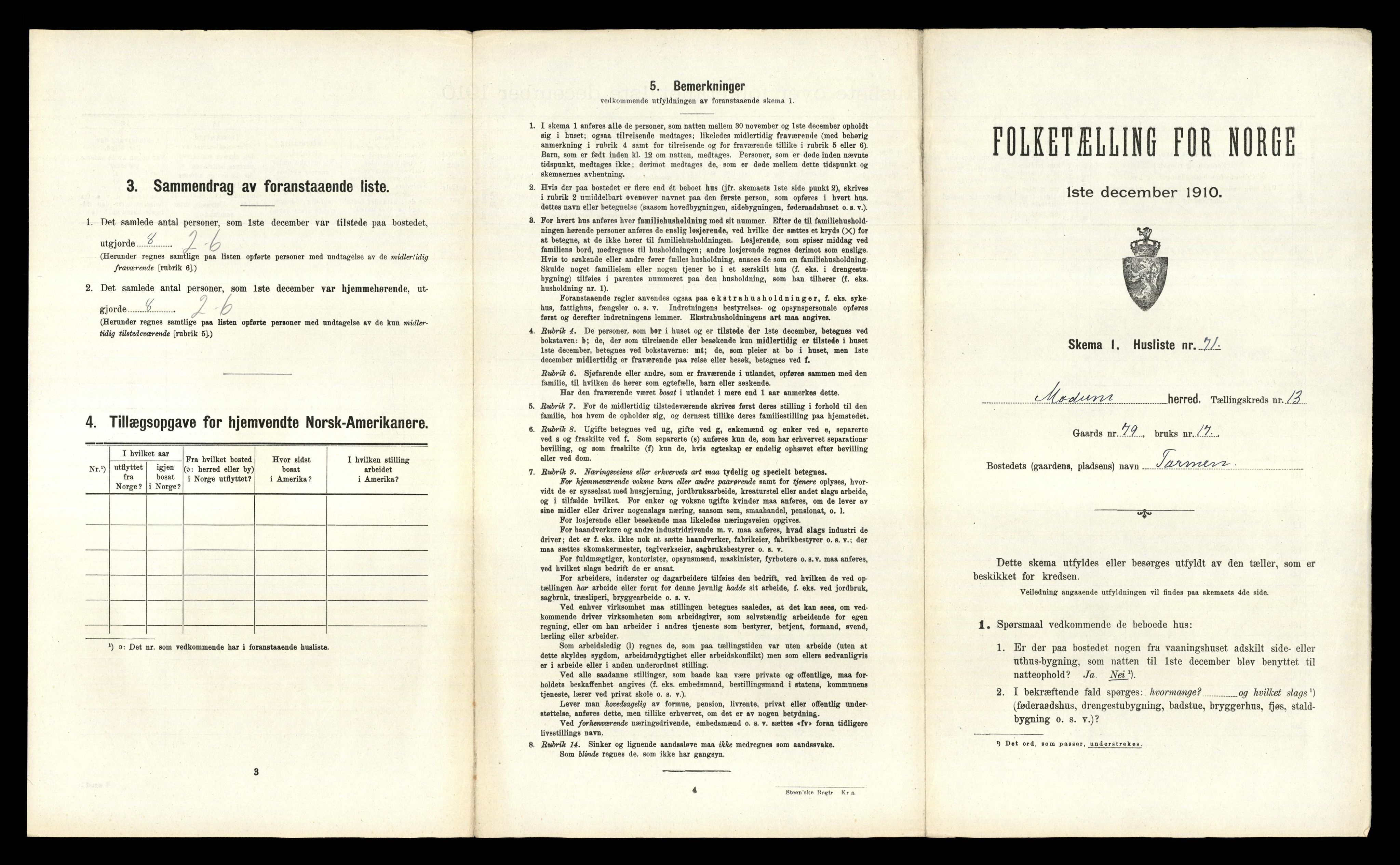 RA, 1910 census for Modum, 1910, p. 2346