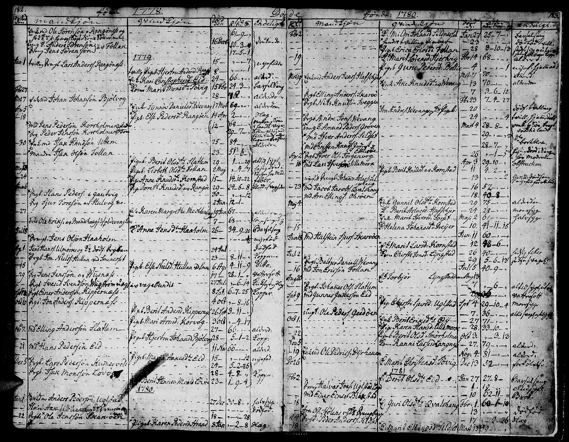 Ministerialprotokoller, klokkerbøker og fødselsregistre - Møre og Romsdal, SAT/A-1454/570/L0829: Parish register (official) no. 570A03, 1769-1788, p. 182-183