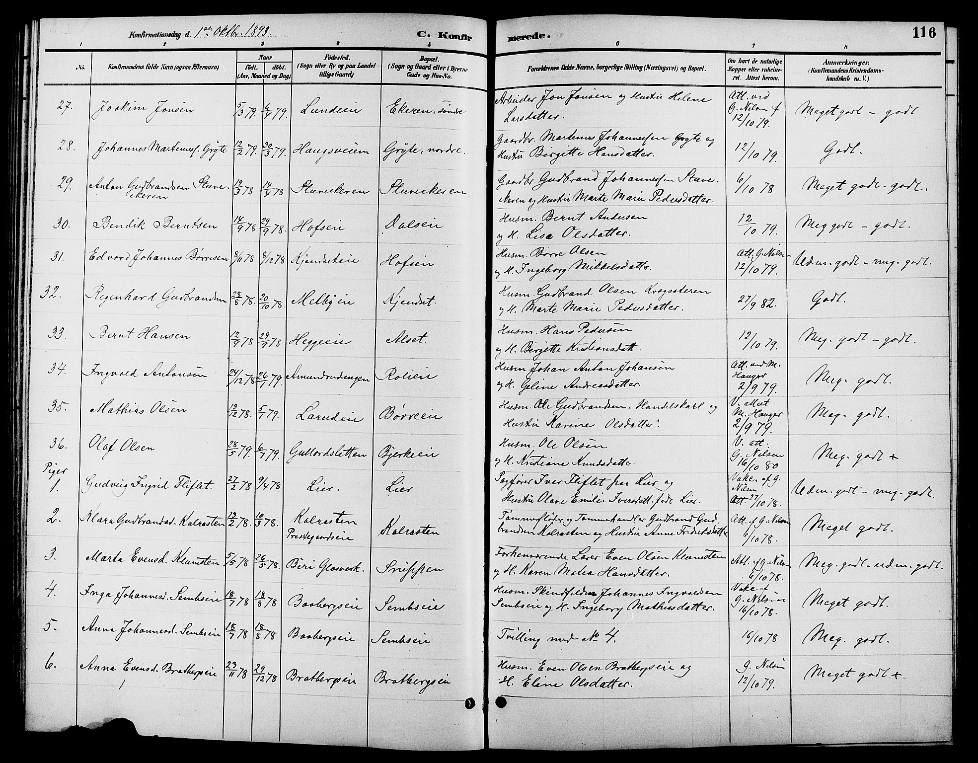 Biri prestekontor, SAH/PREST-096/H/Ha/Hab/L0004: Parish register (copy) no. 4, 1892-1909, p. 116