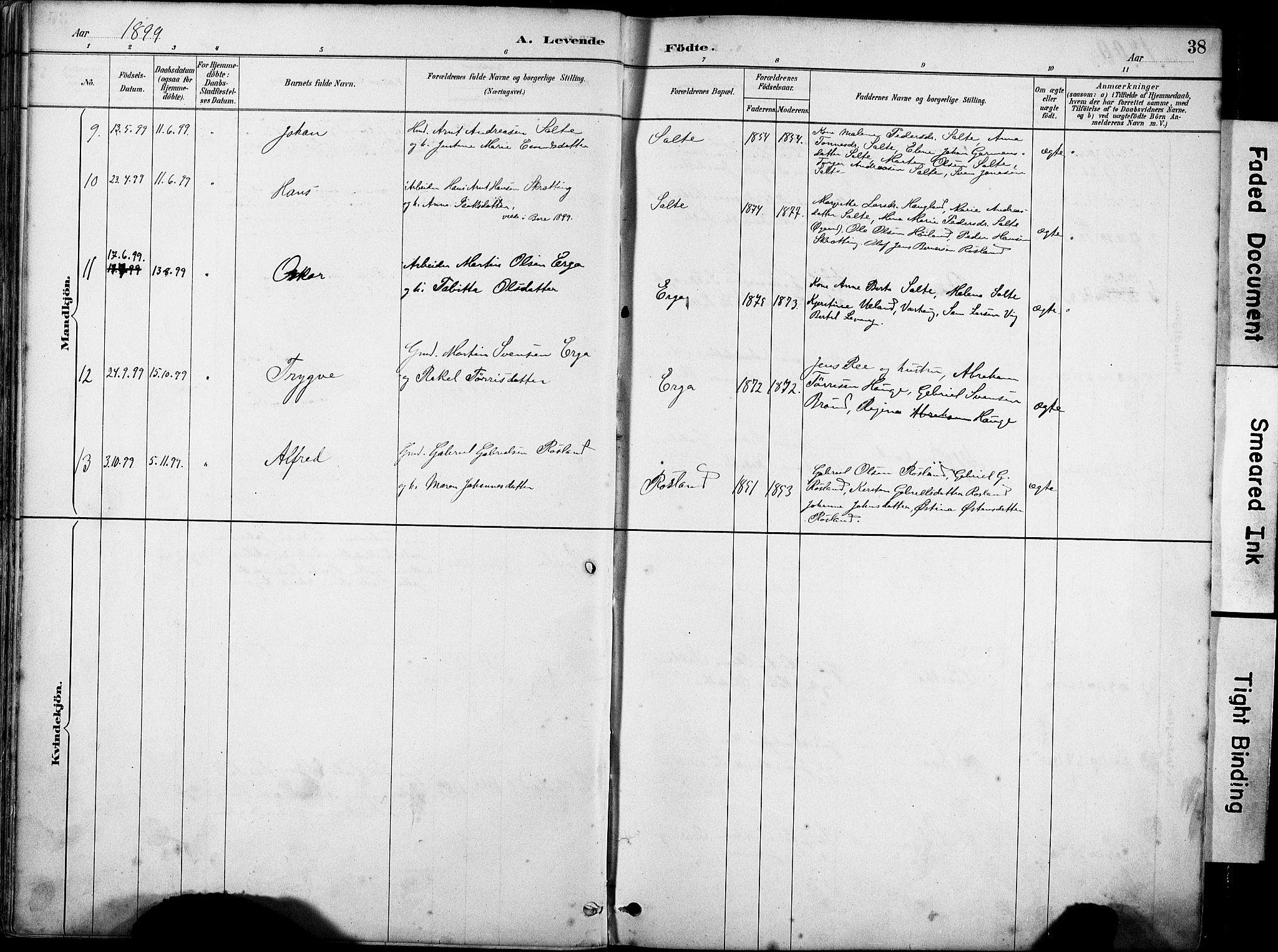 Klepp sokneprestkontor, AV/SAST-A-101803/001/3/30BA/L0007: Parish register (official) no. A 8, 1886-1912, p. 38