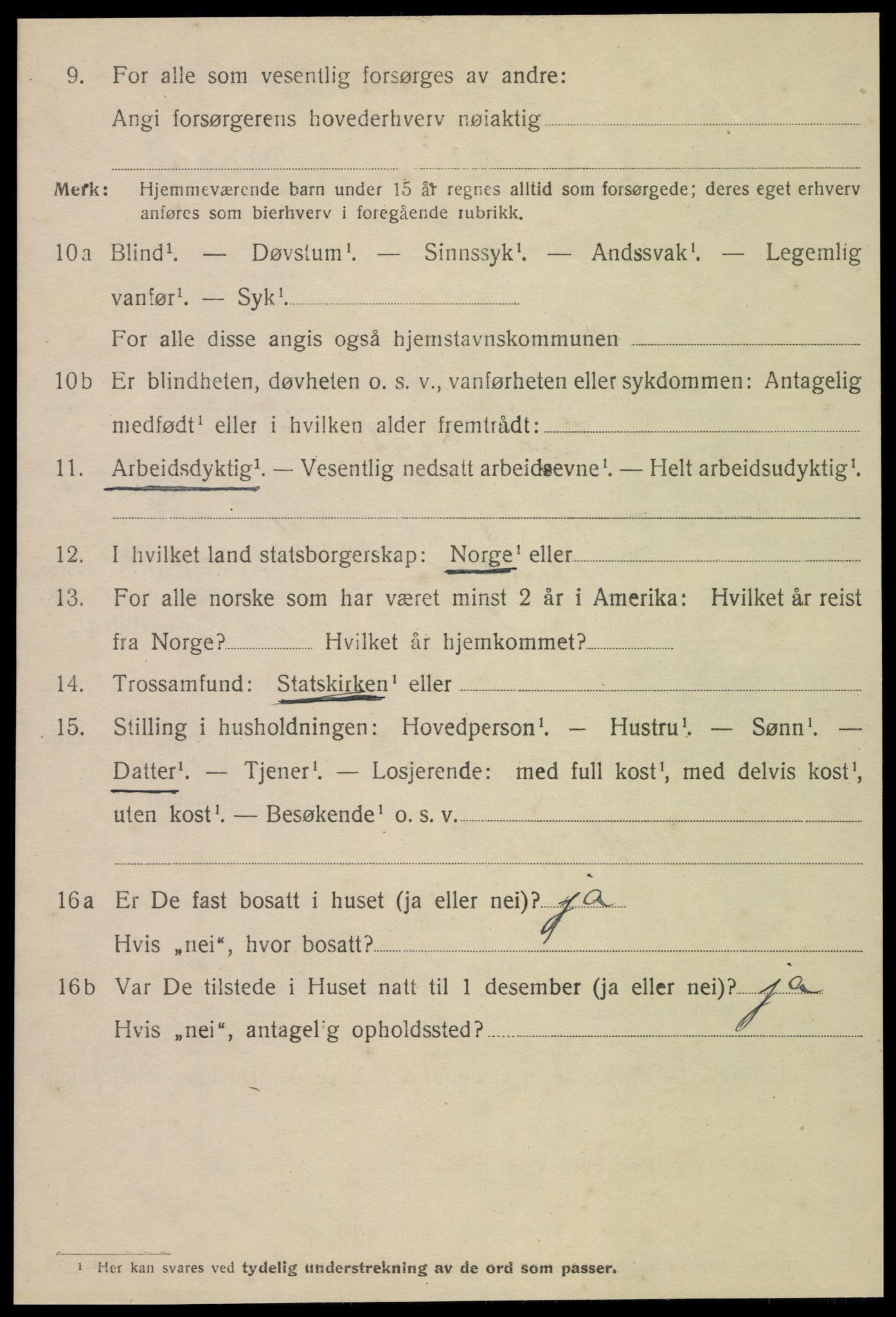 SAT, 1920 census for Steinkjer, 1920, p. 5325